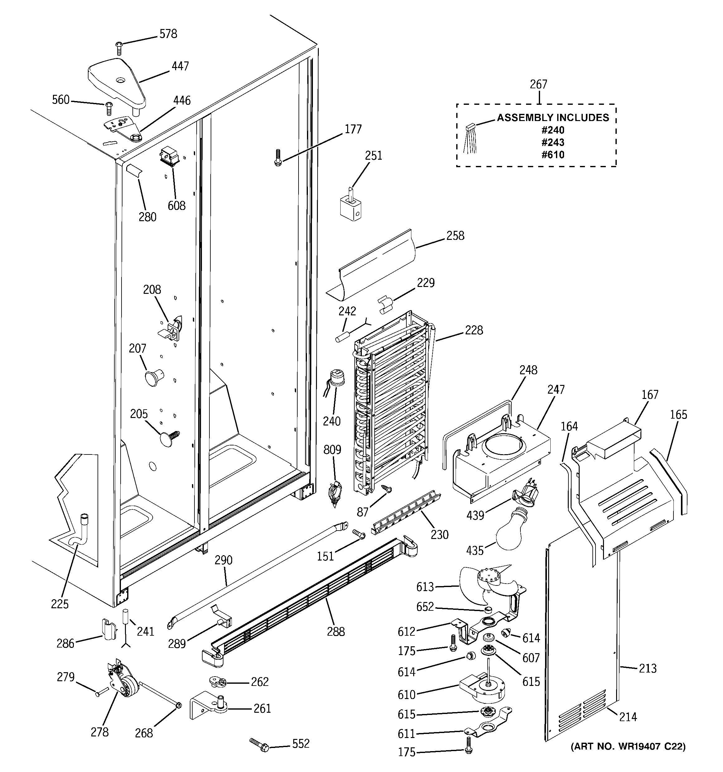 GE GSS25QGPHCC freezer section diagram