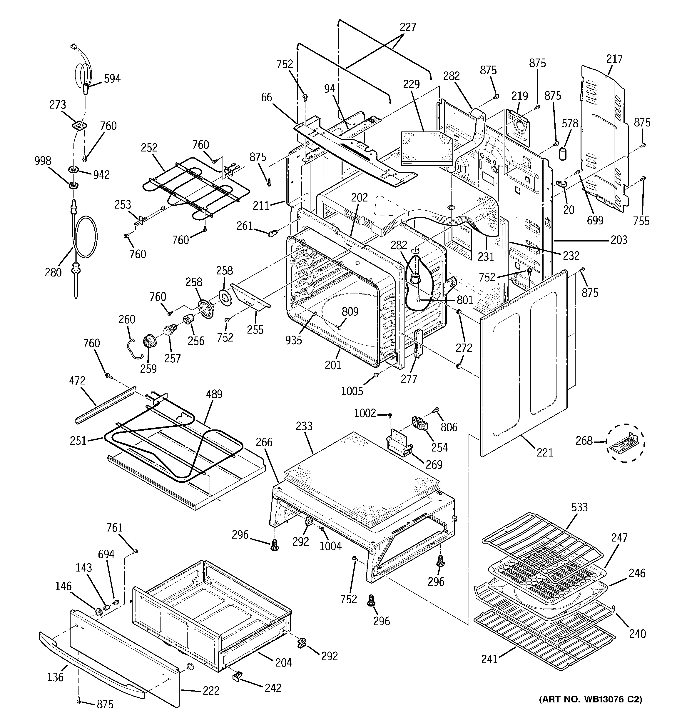 GE JB988TH3WW body parts diagram