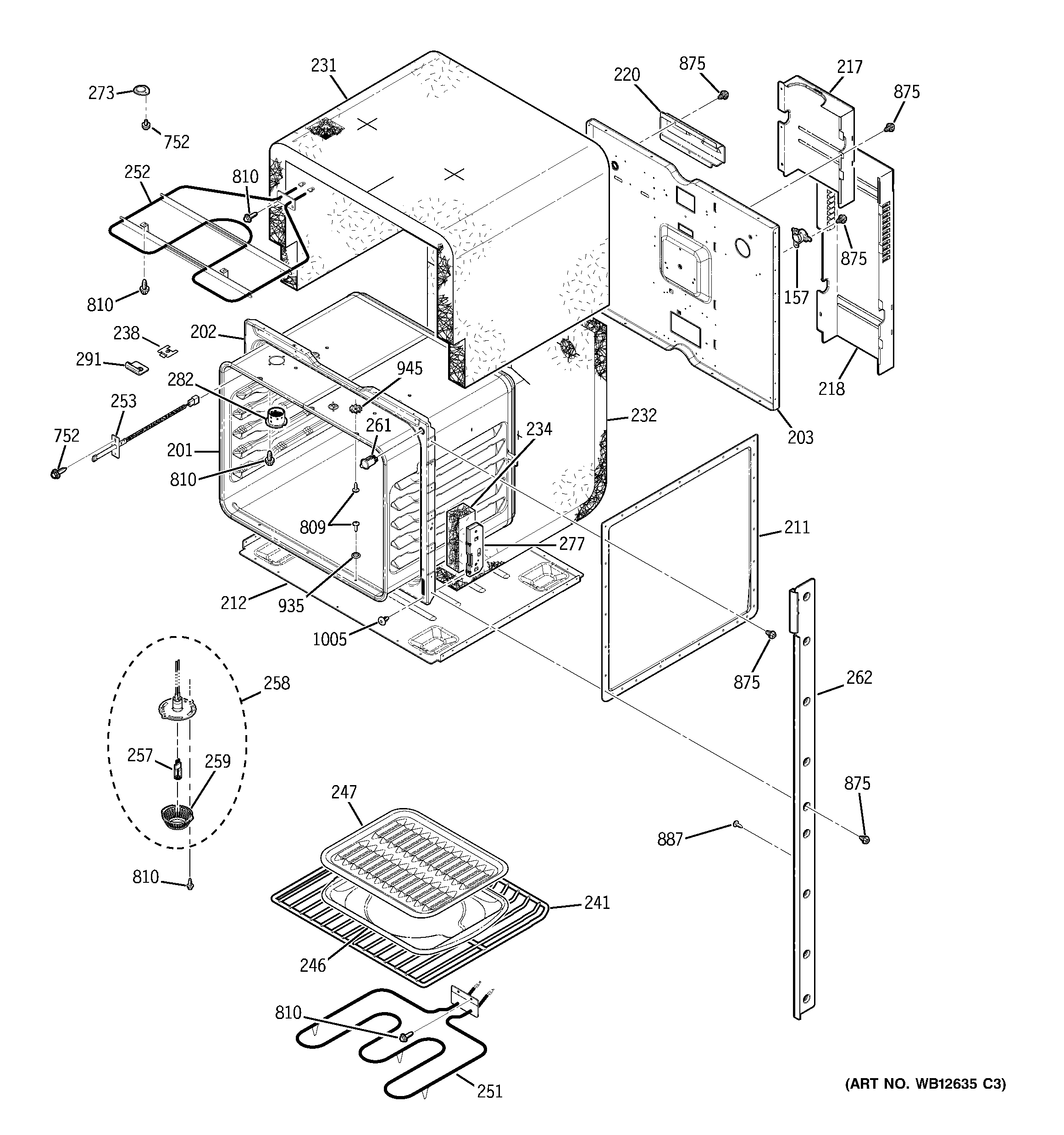 GE JKP28WF4WW upper body diagram