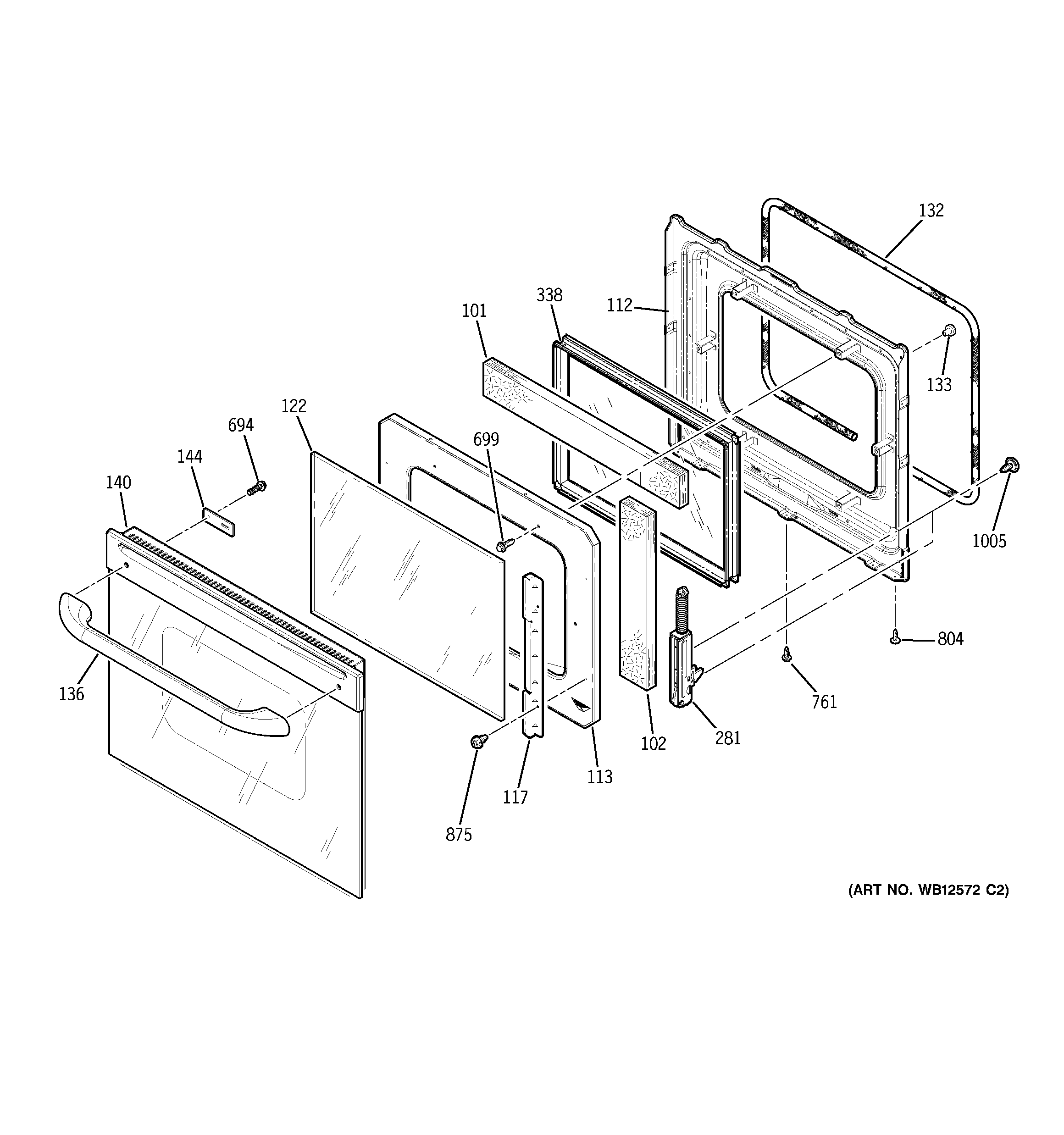 GE JKP28WF4WW upper door diagram
