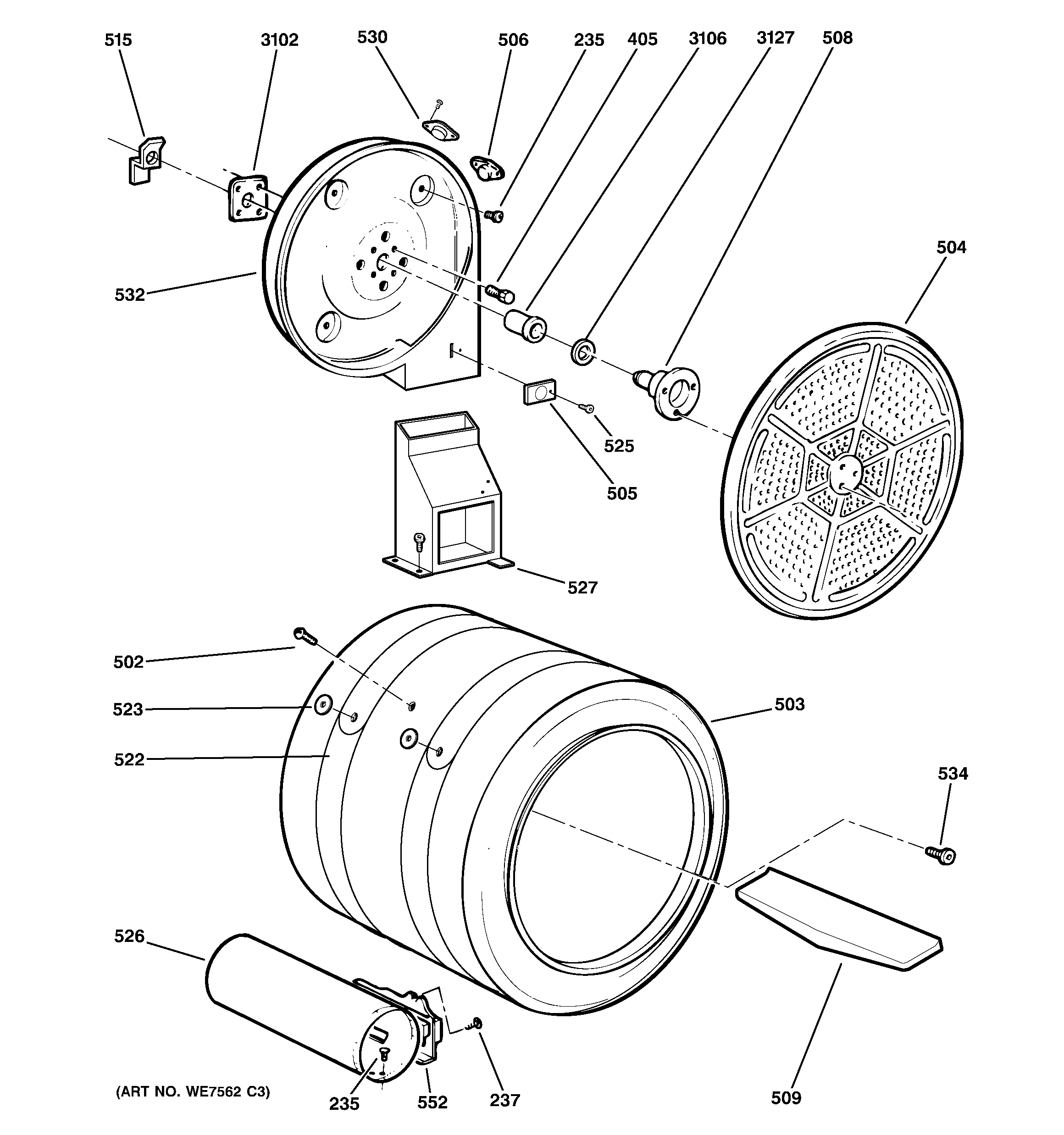 GE DNCJ440GA1WC drum diagram