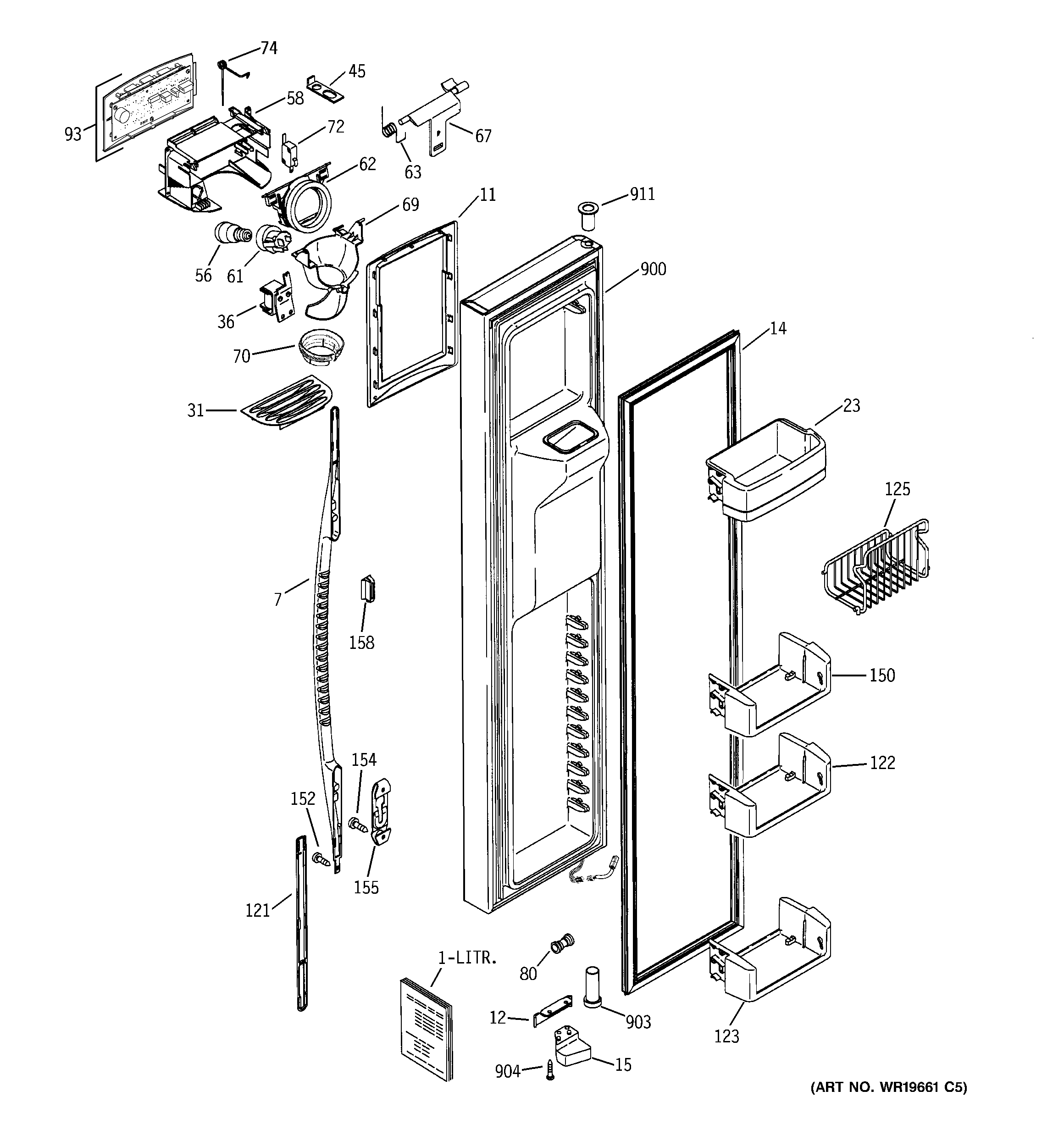 GE PSG27MISACWW freezer door diagram