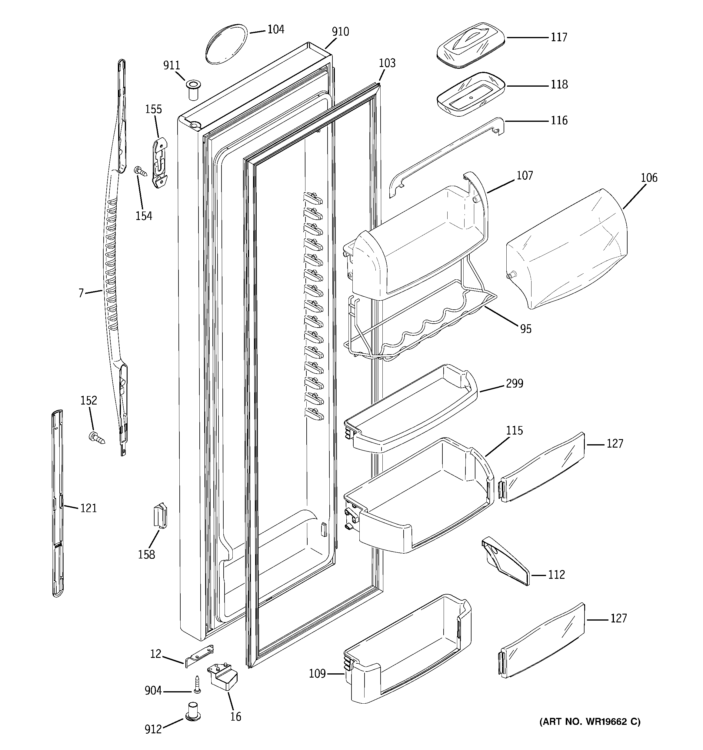 GE PSG27MISACWW fresh food door diagram