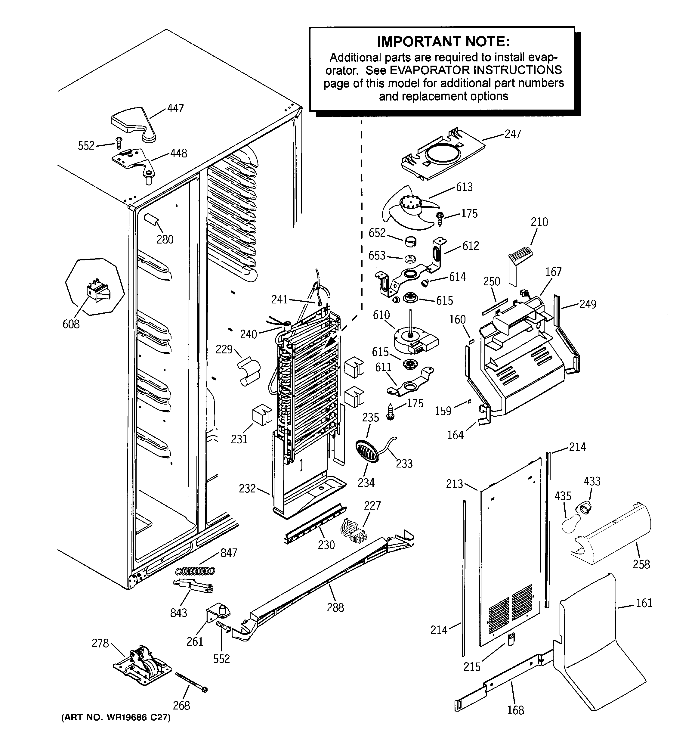 GE PSG27MISACWW freezer section diagram