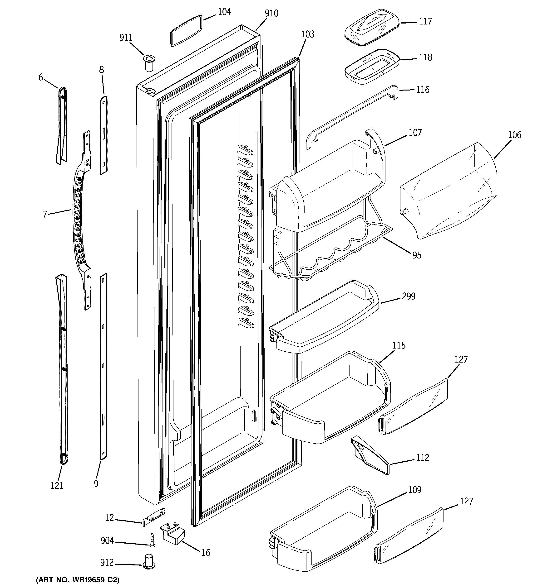 GE PSG27MISAFBB fresh food door diagram