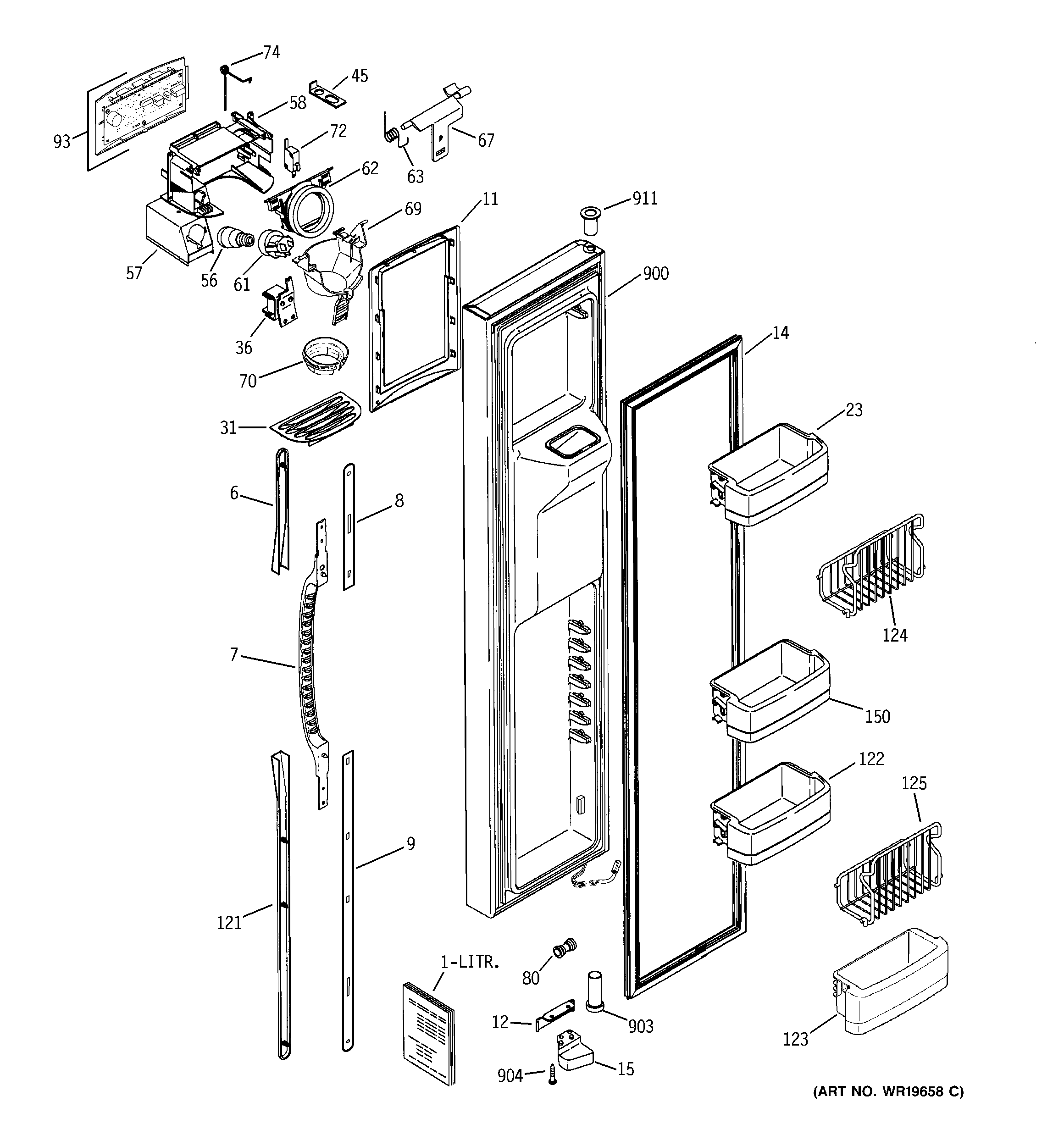 GE PSG27NGSAFBB freezer door diagram