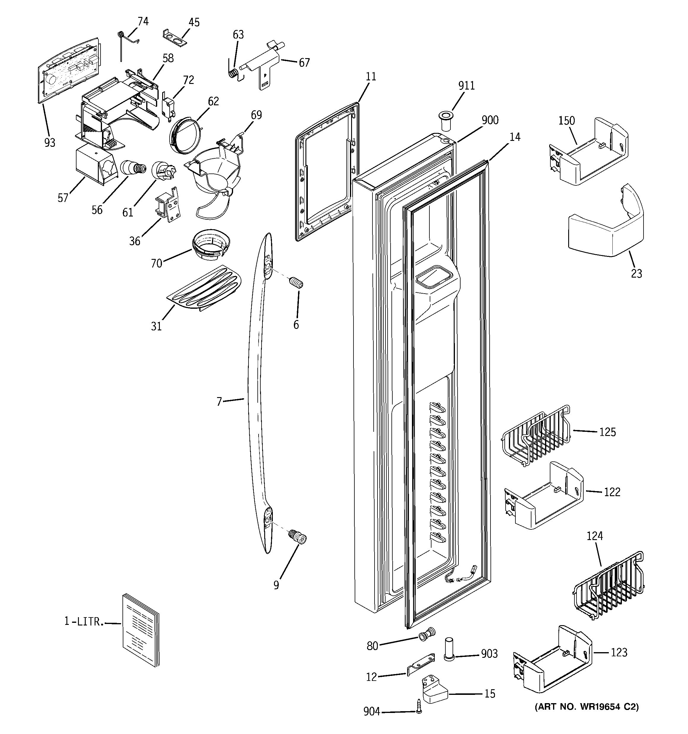 GE PSG27SHSACBS freezer door diagram