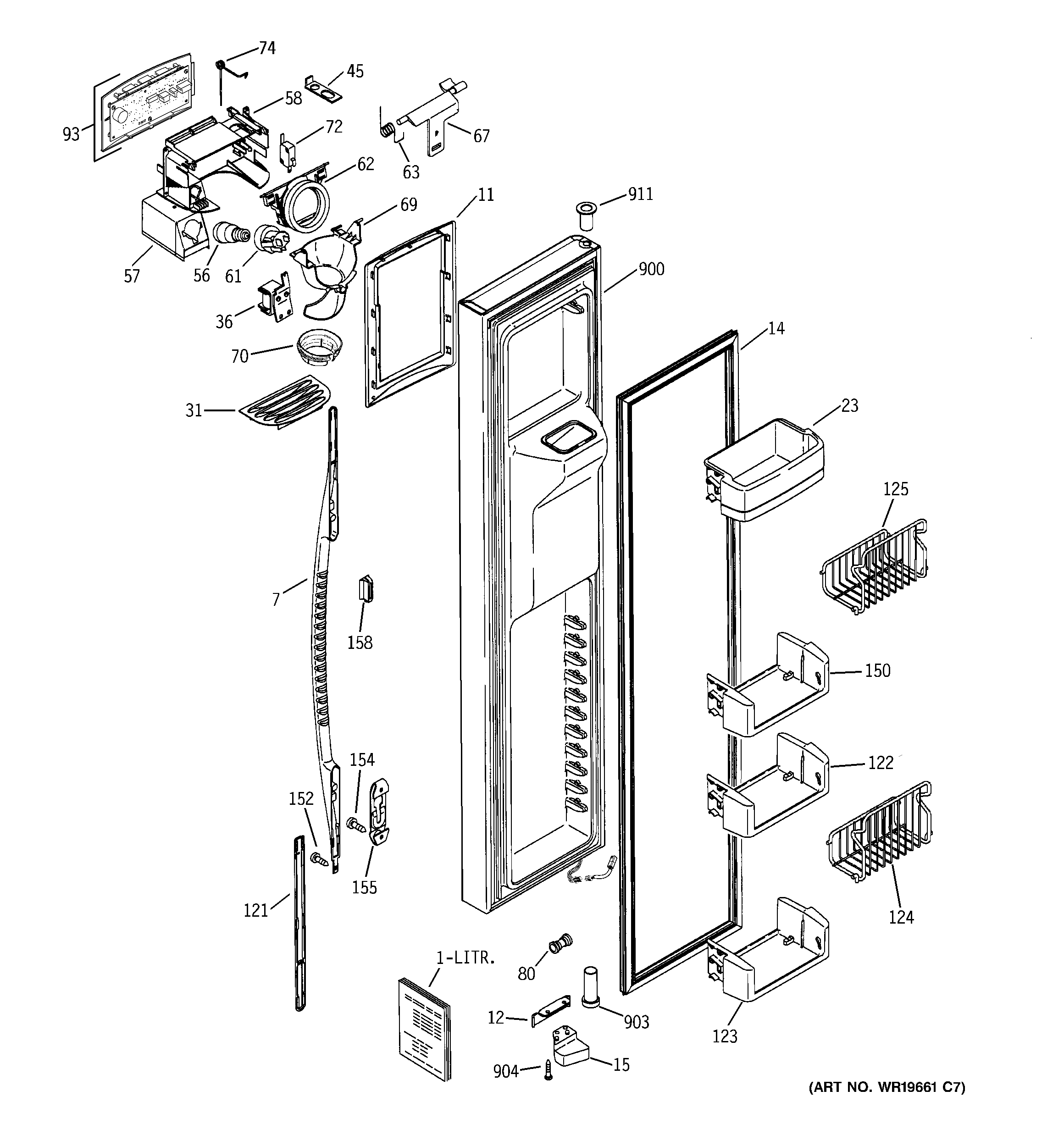 GE PSG27SISACBS freezer door diagram
