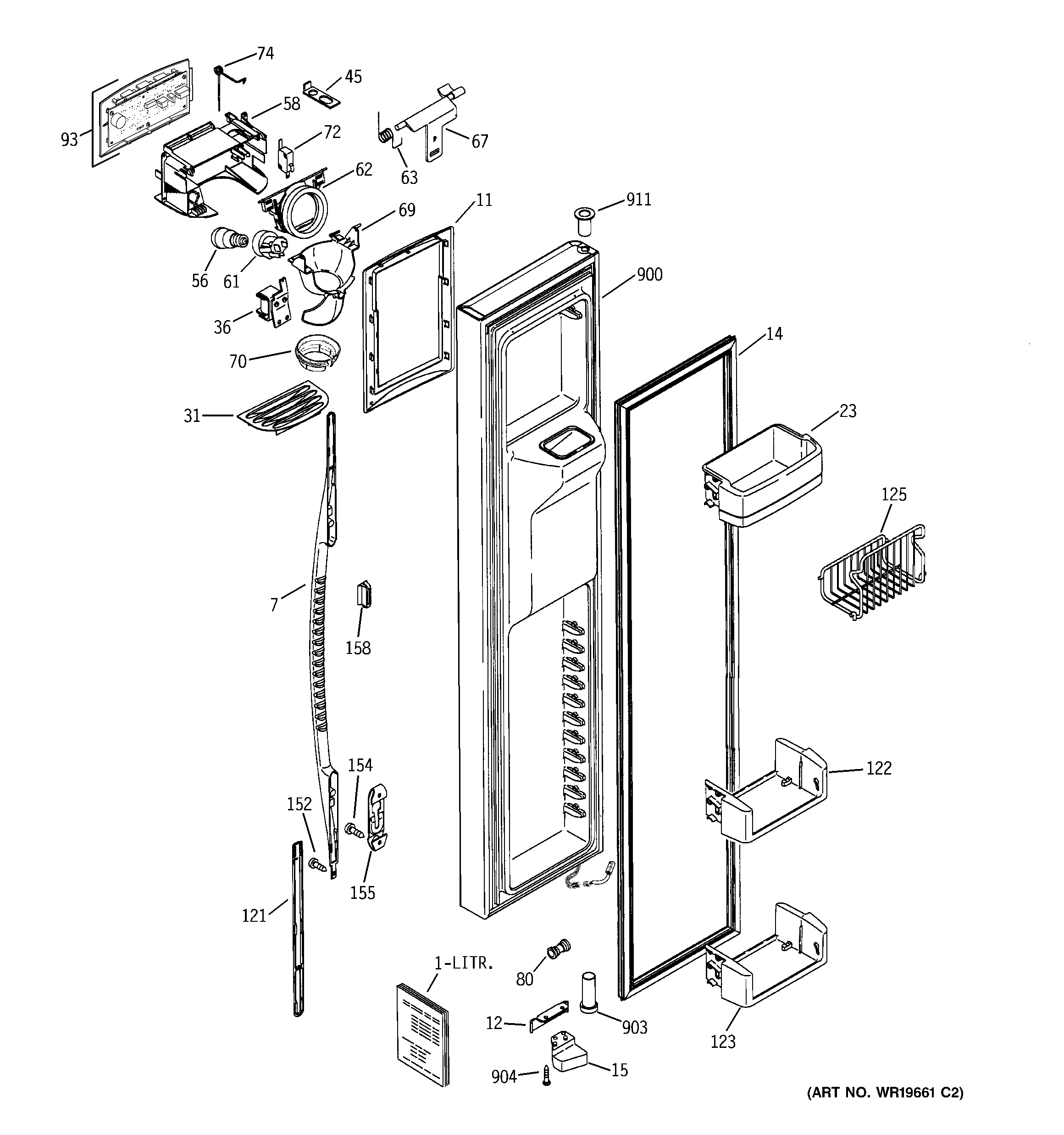 GE PSK27MGNDCCC freezer door diagram
