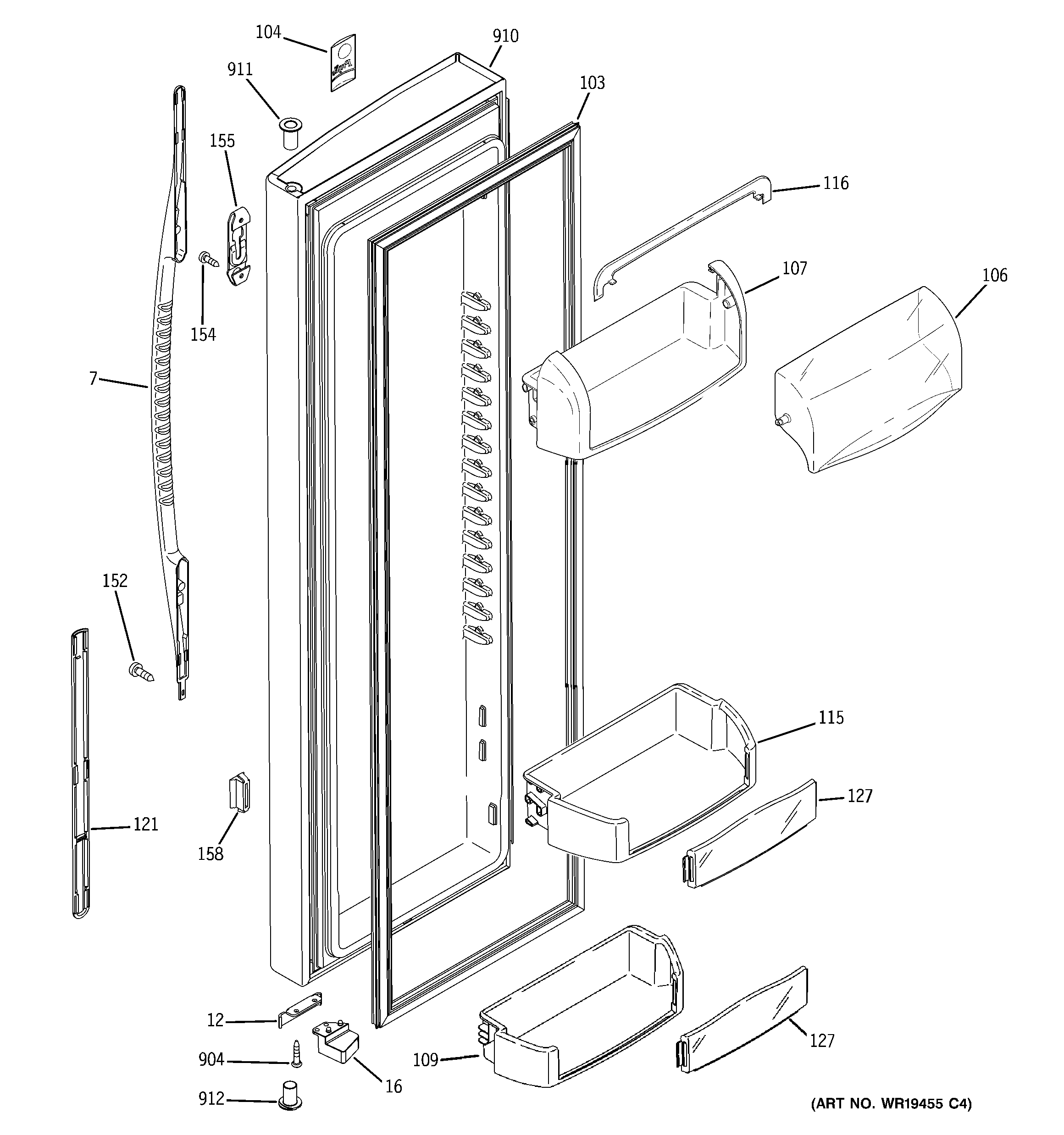 GE GSG25YBSBCWW fresh food door diagram