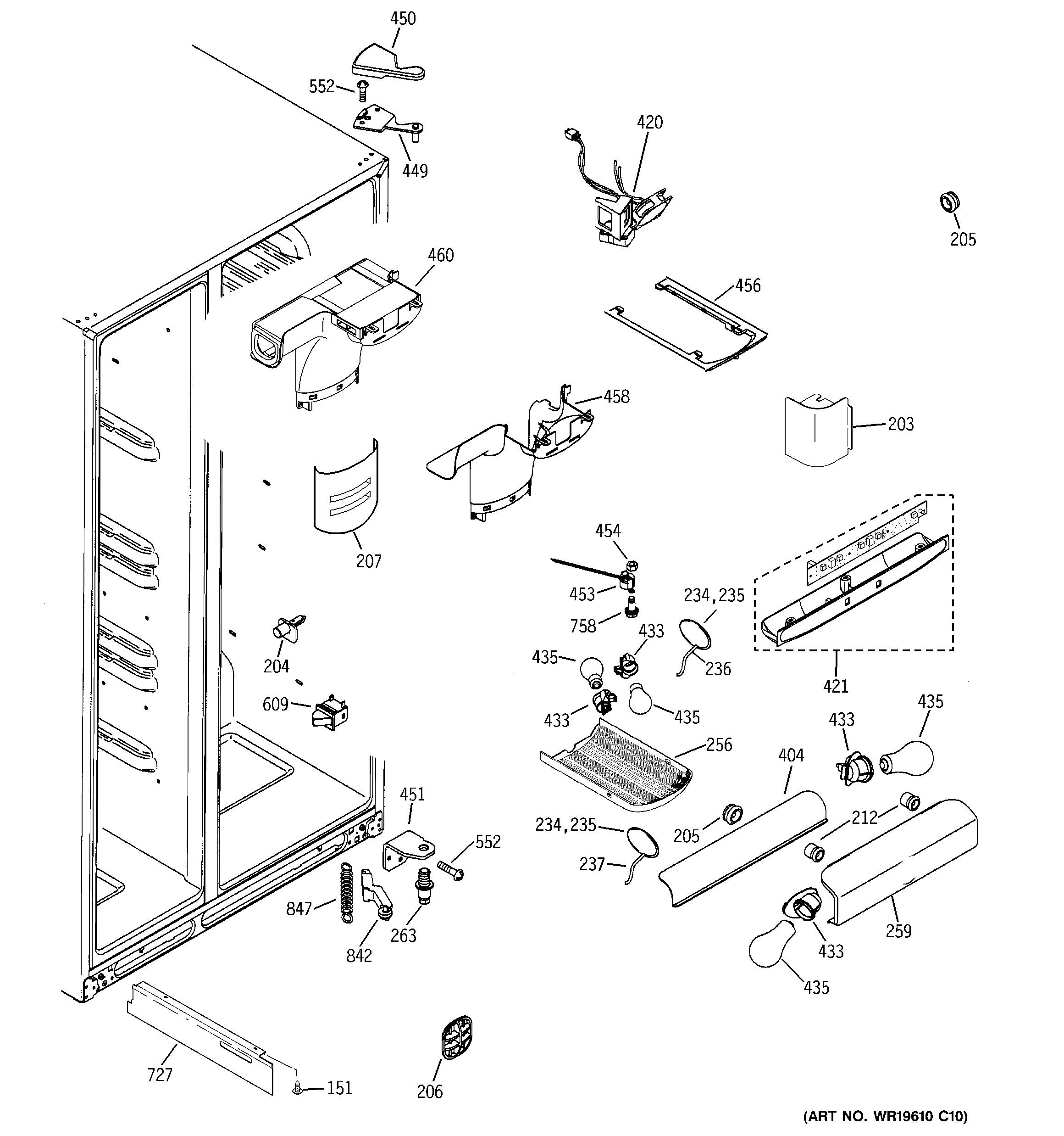 GE GSS25YBSBWW fresh food section diagram