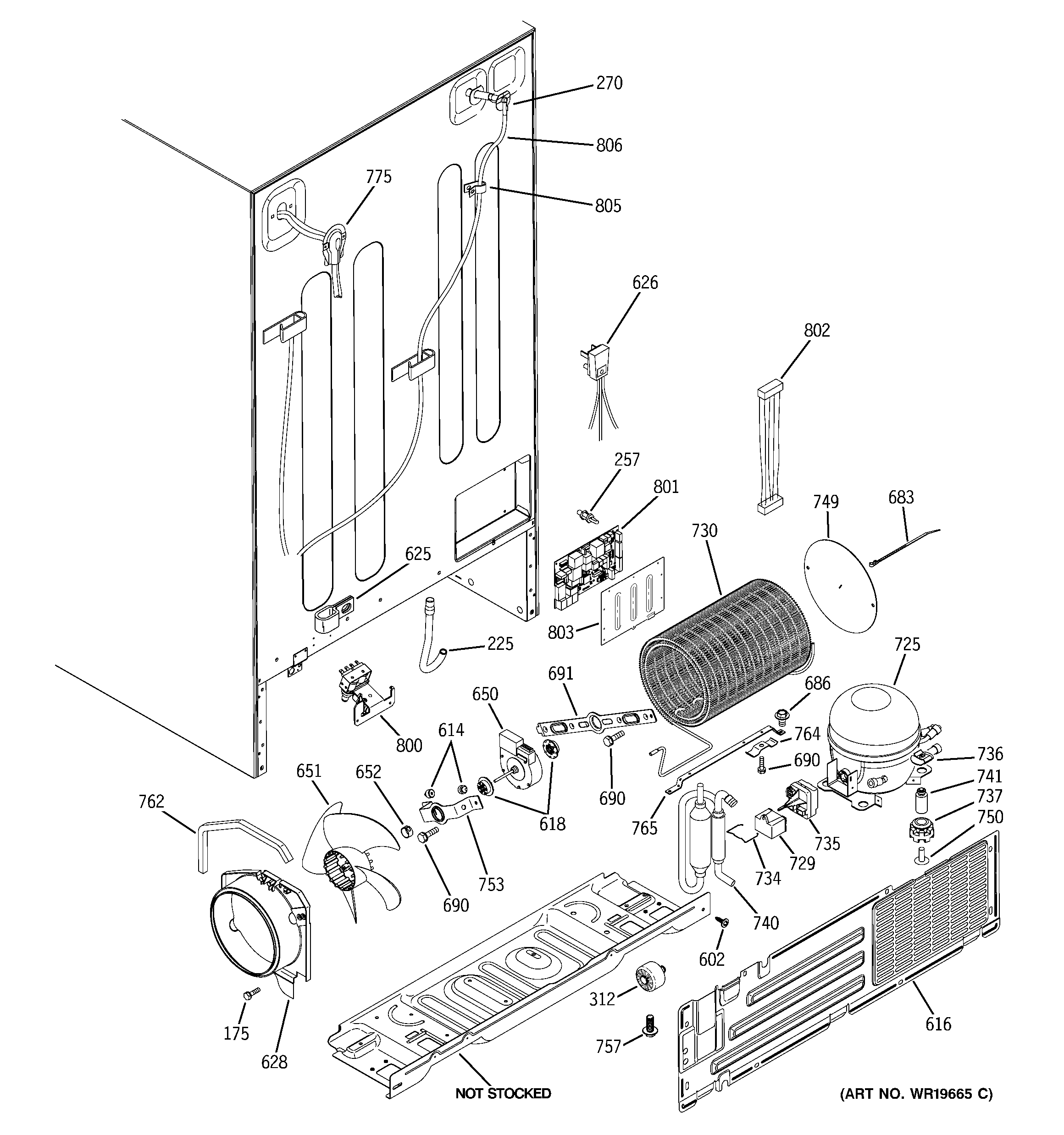 GE PCT23MGPCBB sealed system & mother board diagram
