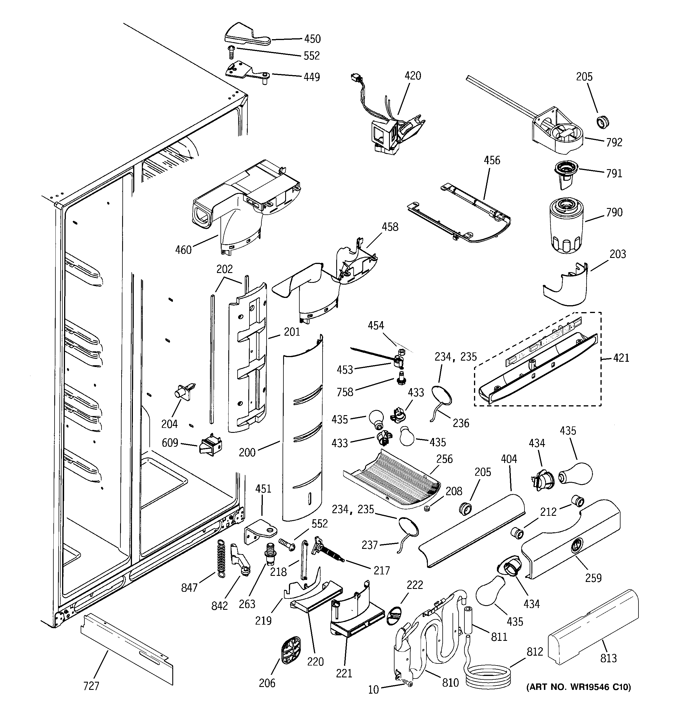 GE PSC23NGPCWW fresh food section diagram