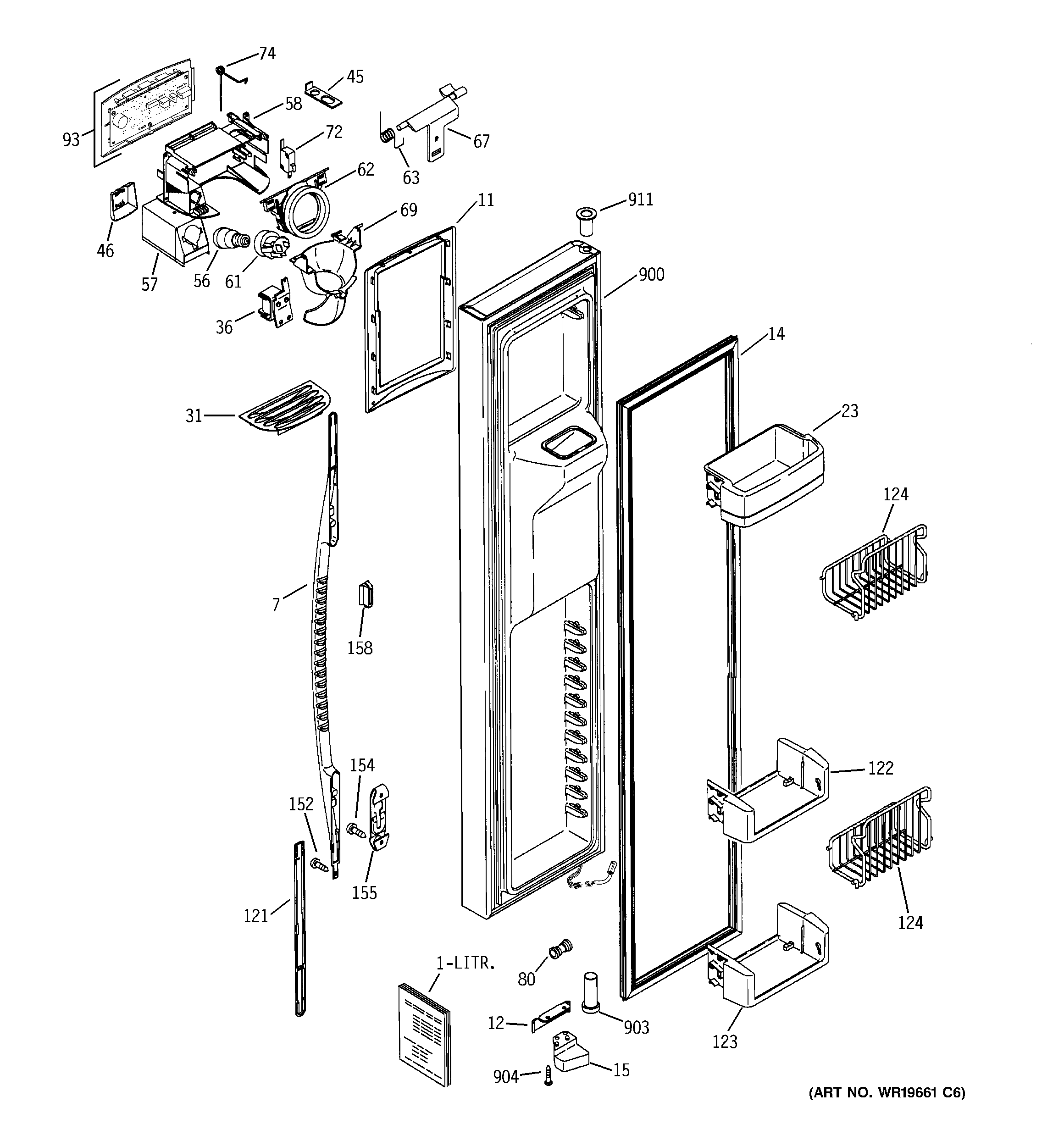 GE PSG29NHSACWW freezer door diagram