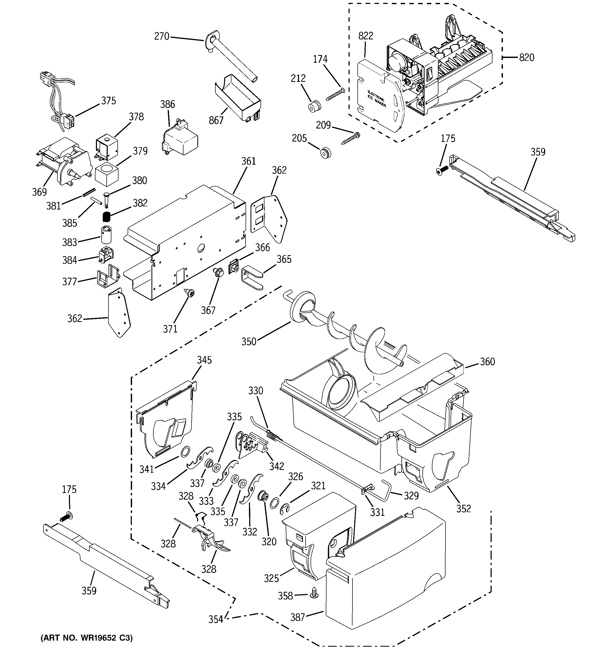 GE PCG21SISAFBS ice maker & dispenser diagram