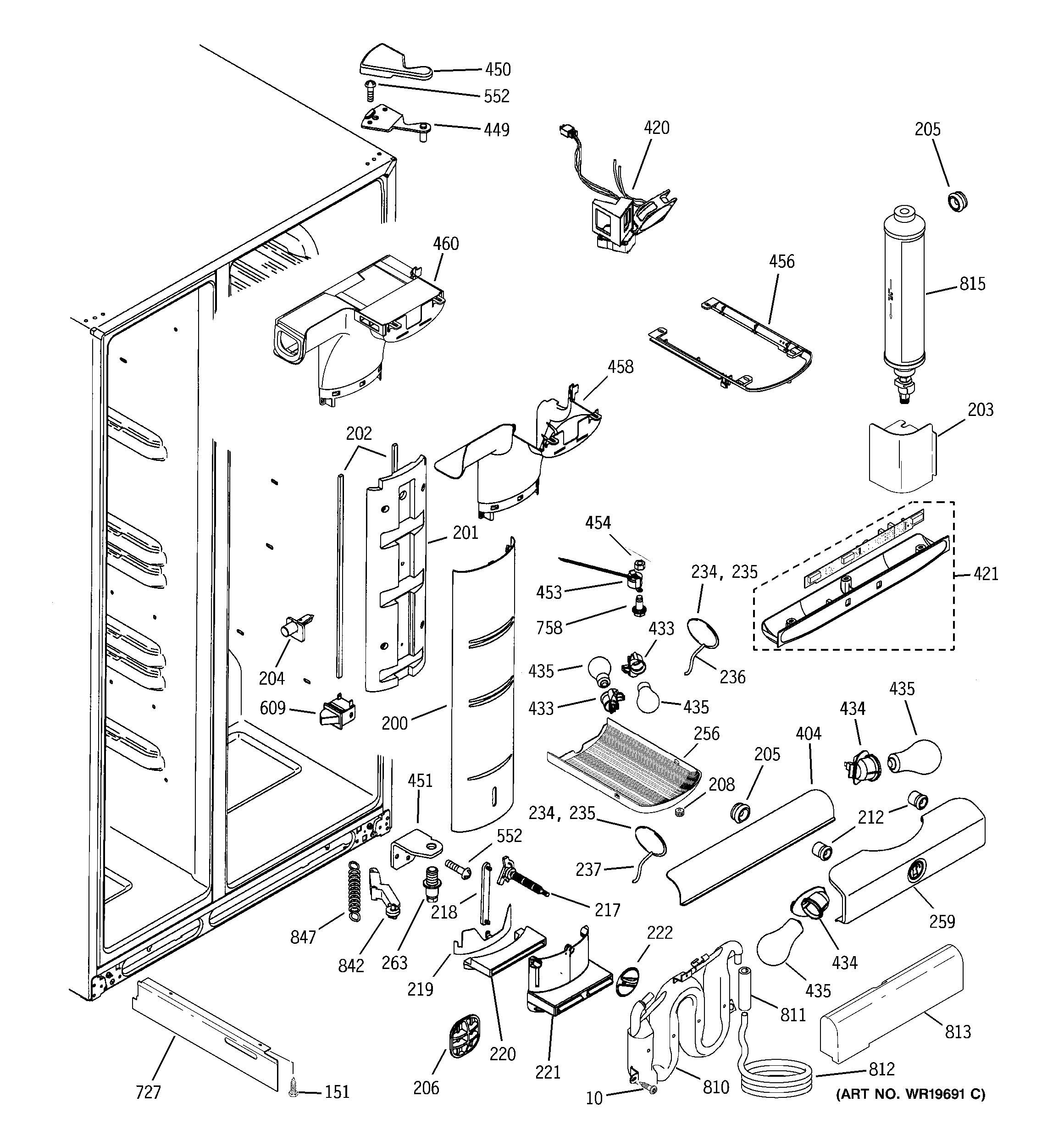 GE PCG21SISAFBS fresh food section diagram