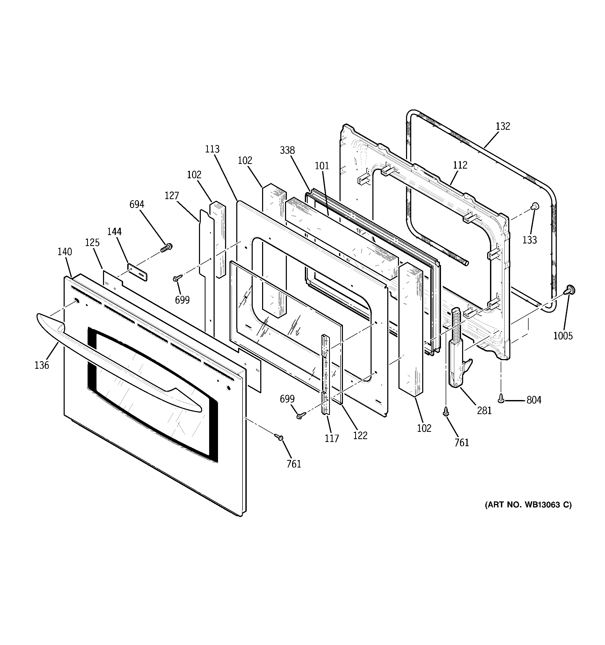 GE JCT915SF3SS door diagram