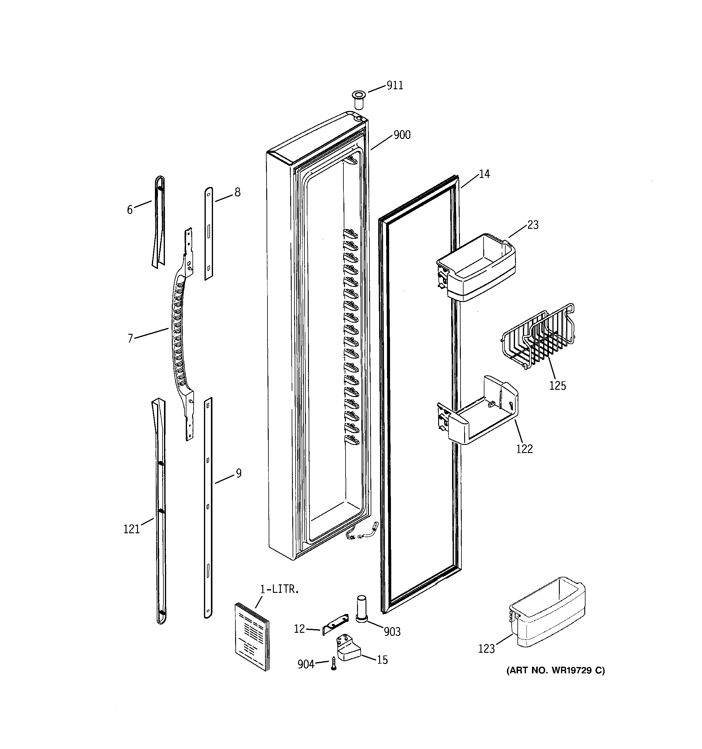 GE GSK25LCNDCCC freezer door diagram