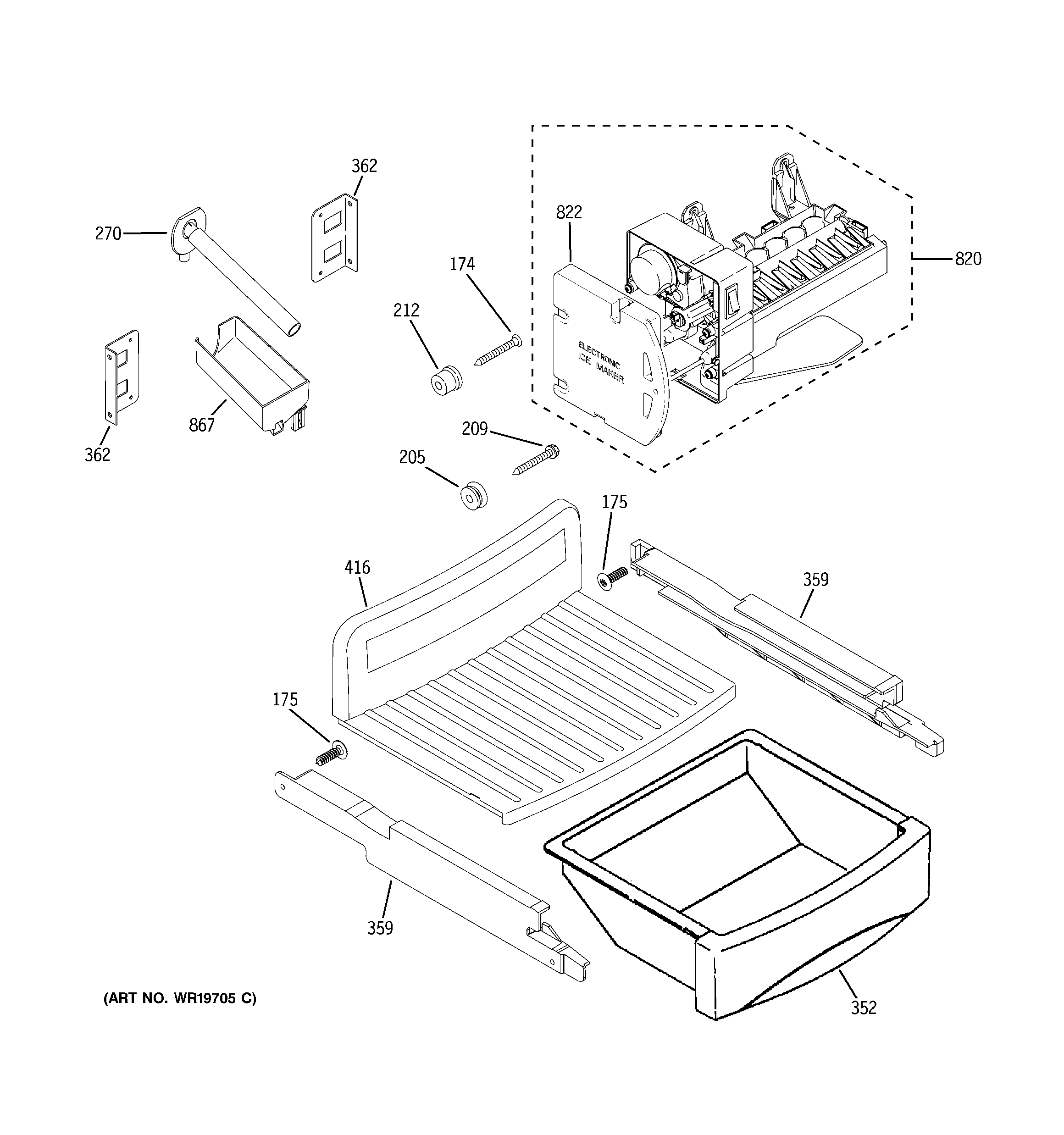 GE GSK25LCNDCCC ice maker & dispenser diagram