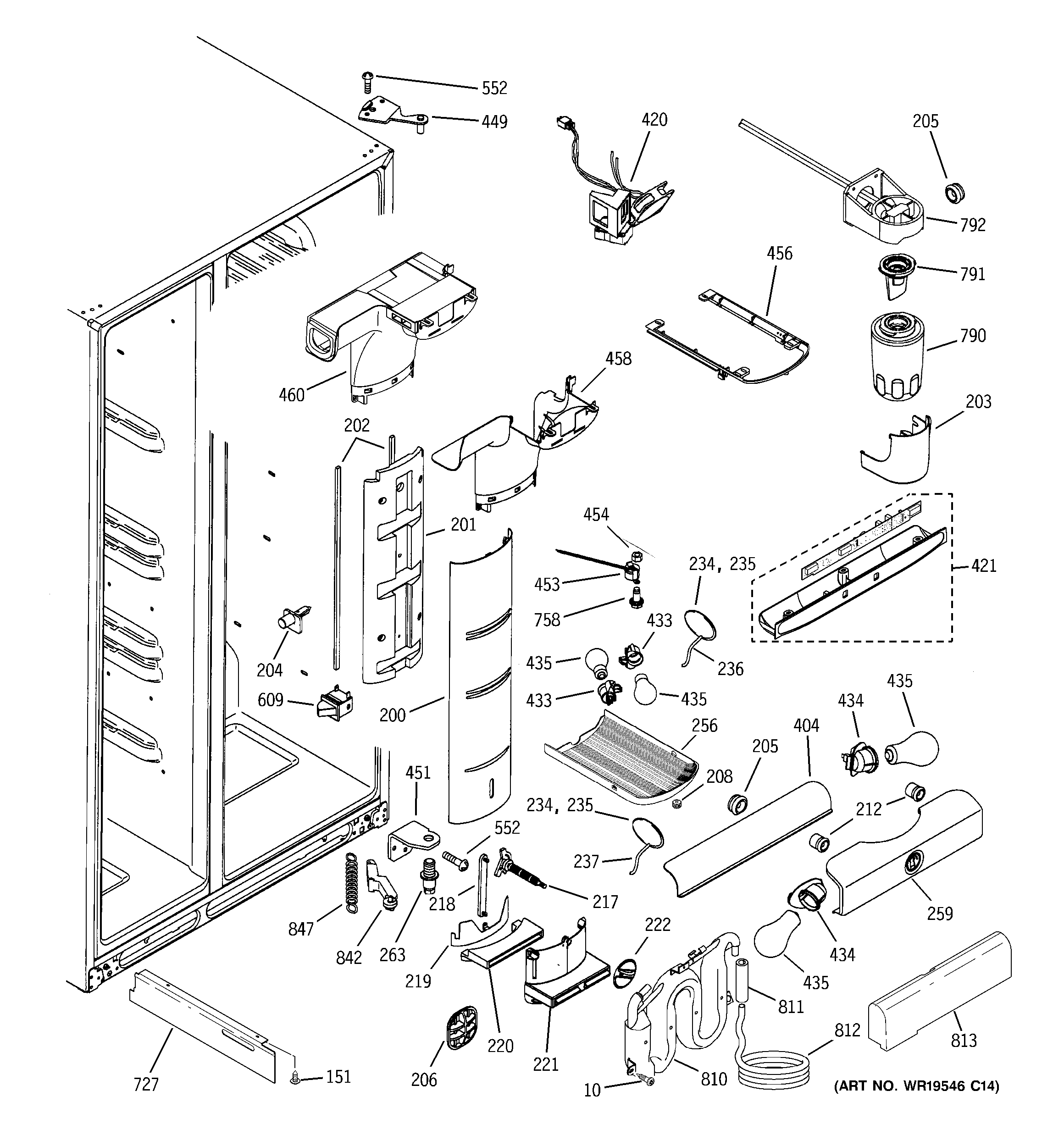 GE PSI23MGPCBB fresh food section diagram
