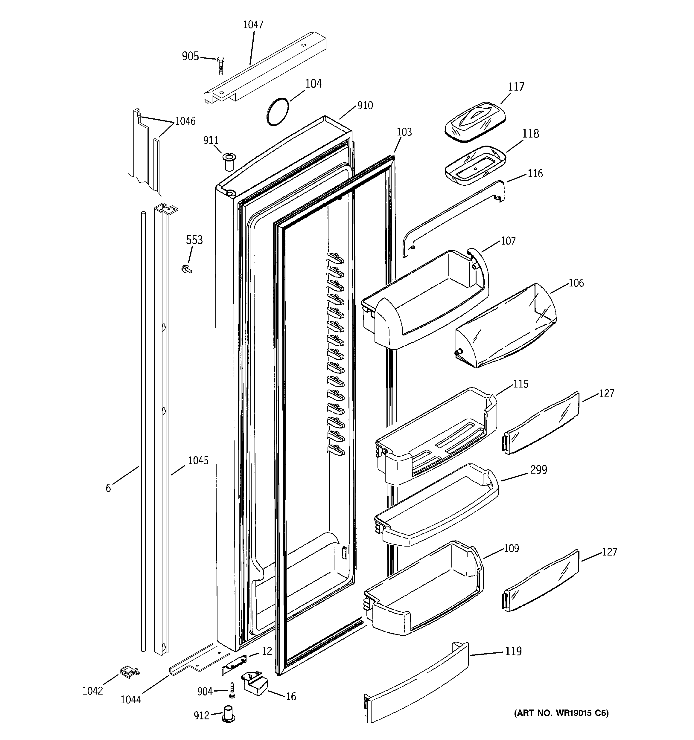 GE PIG21MISAFWW fresh food door diagram
