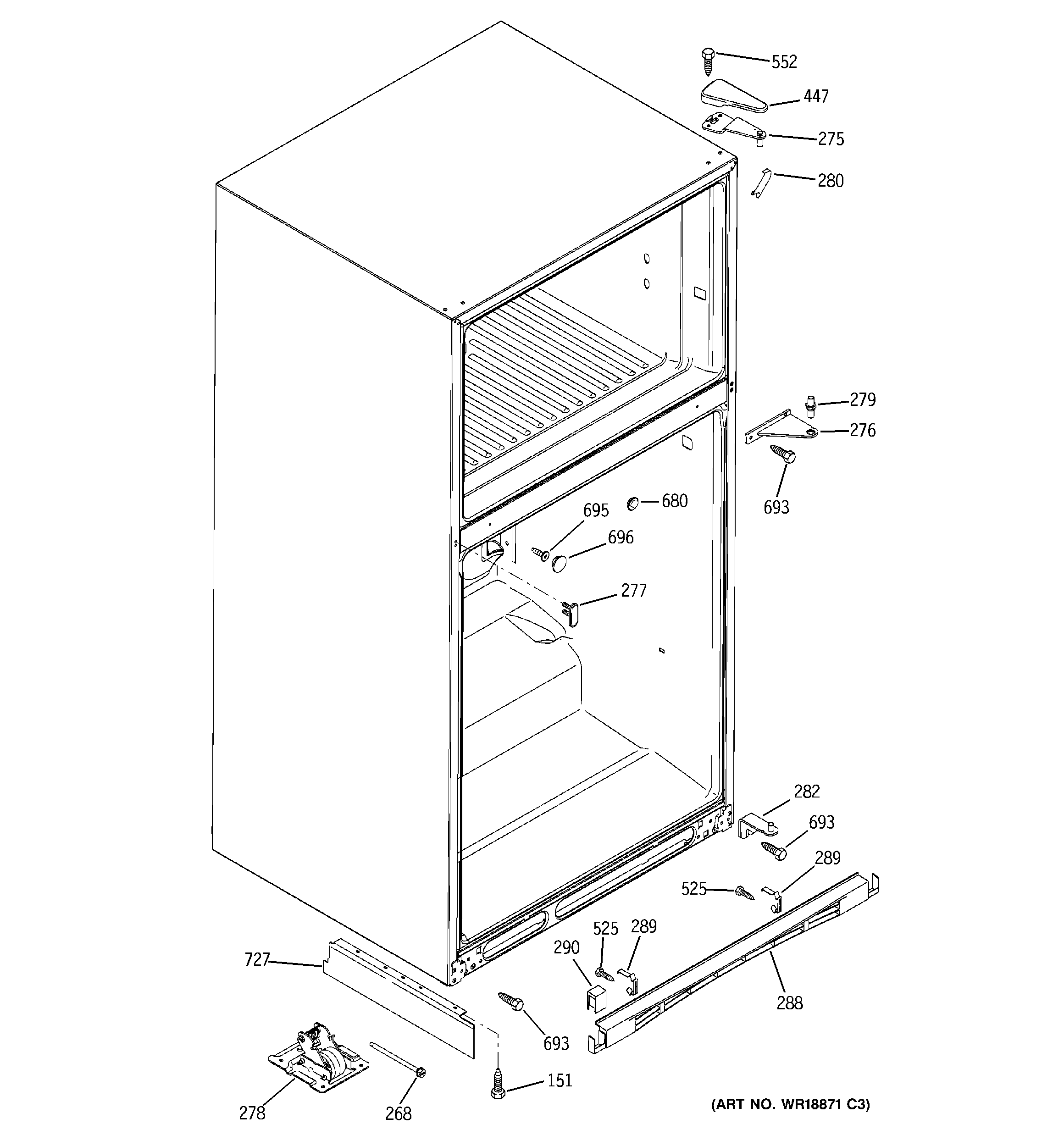 GE GTG25DBSARWW case parts diagram