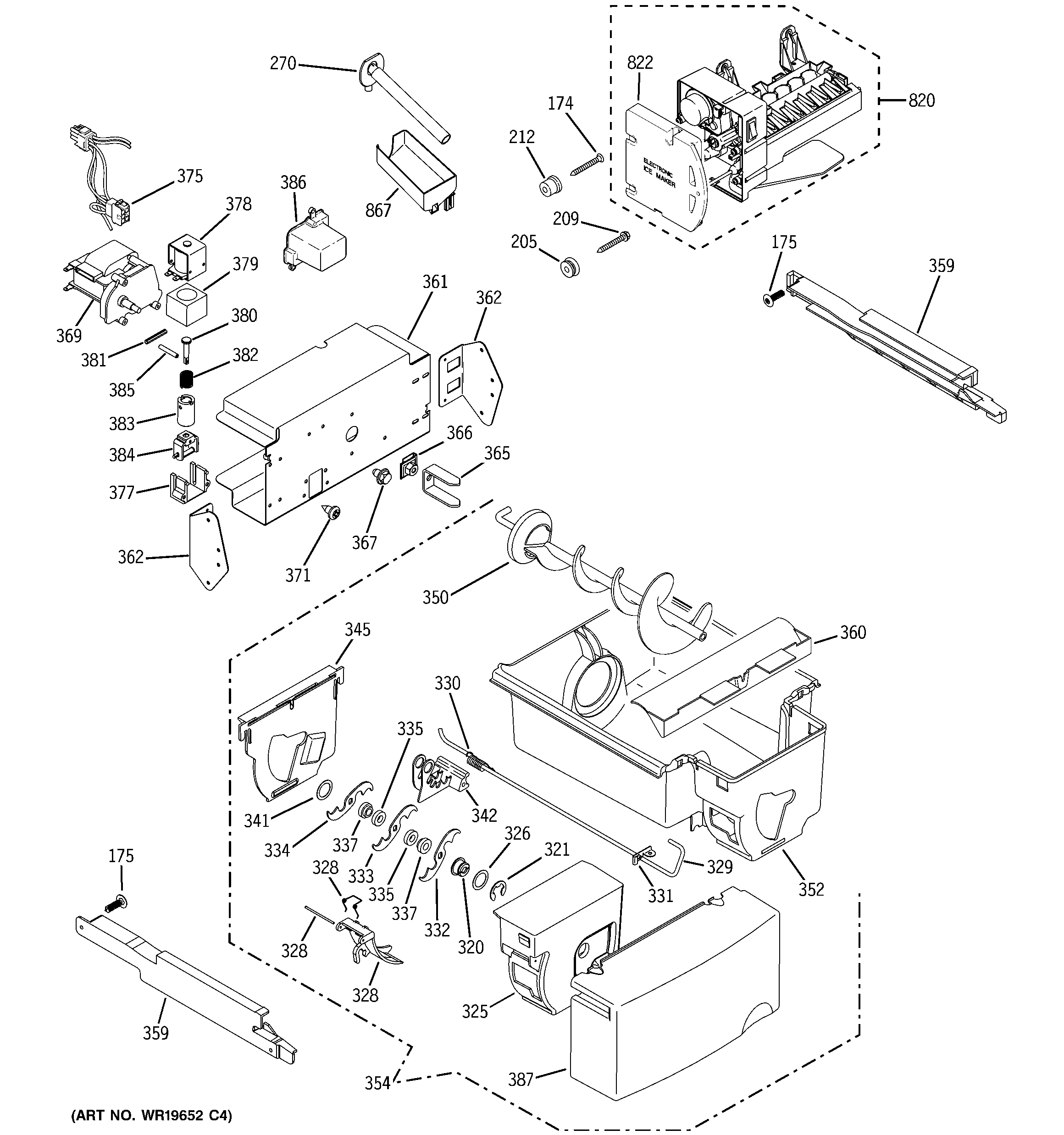 GE PCG21MISAFBB ice maker & dispenser diagram
