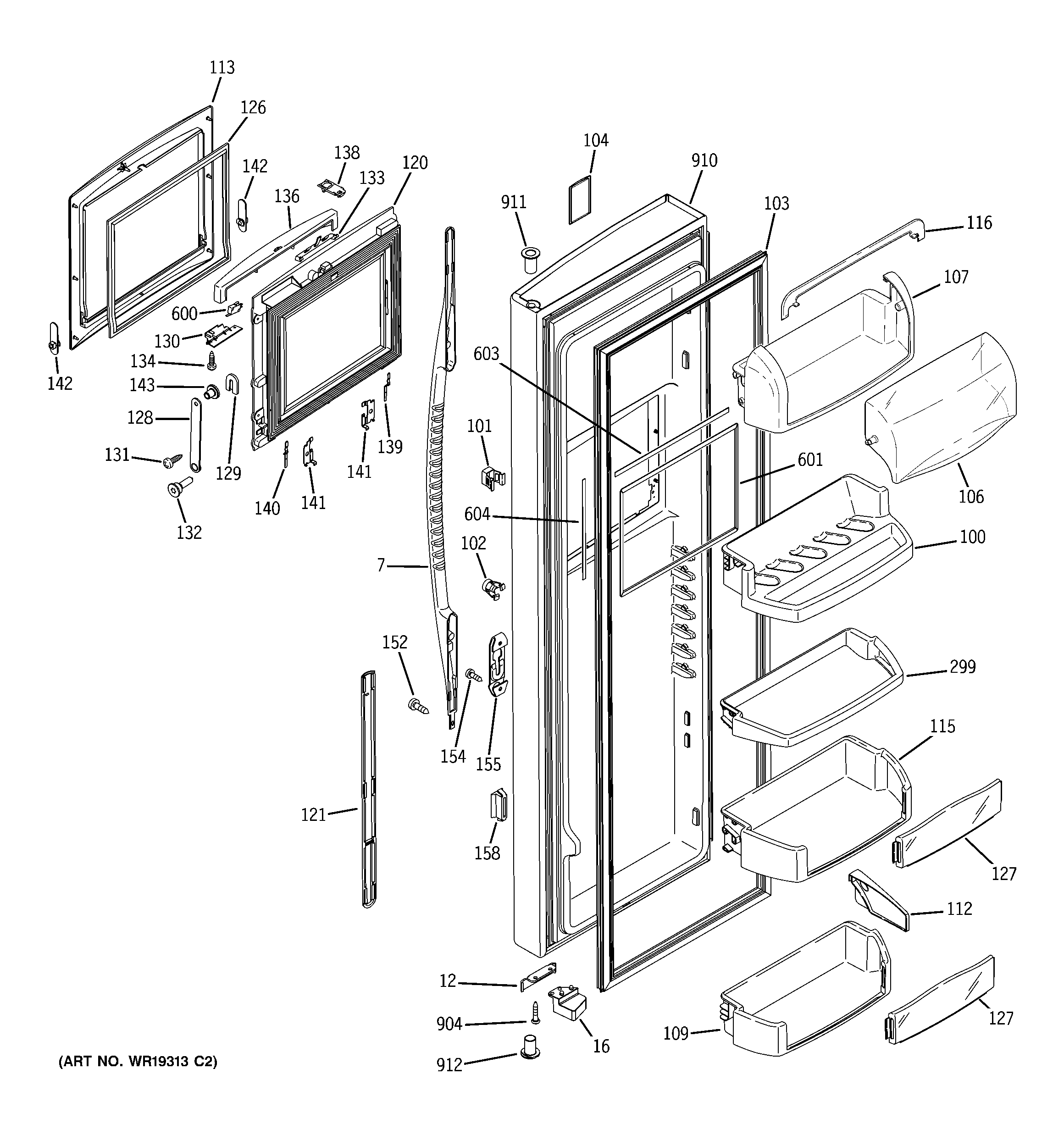GE PSG27NHSACBB fresh food door diagram