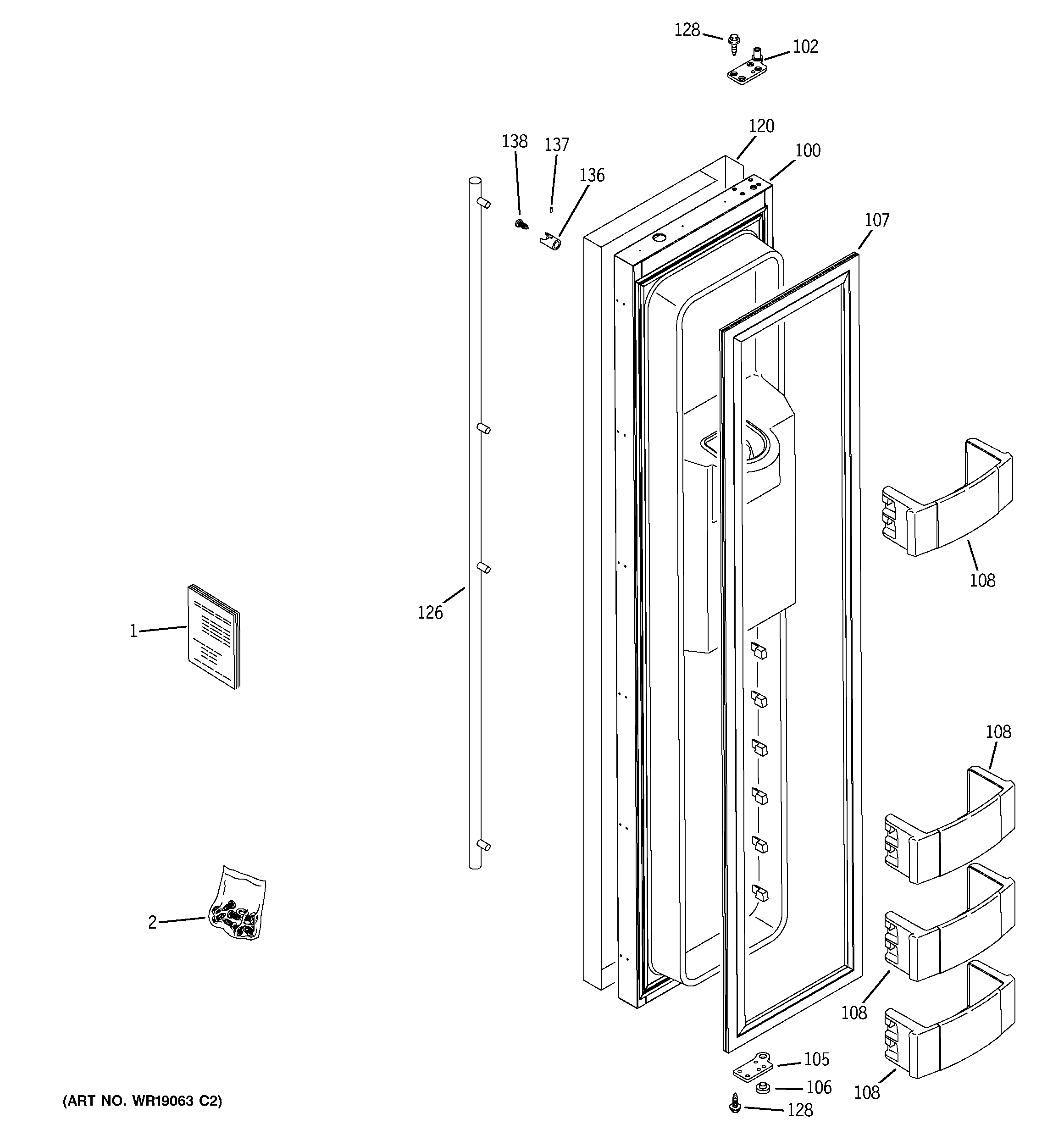 GE ZISS420NRCSS freezer door diagram