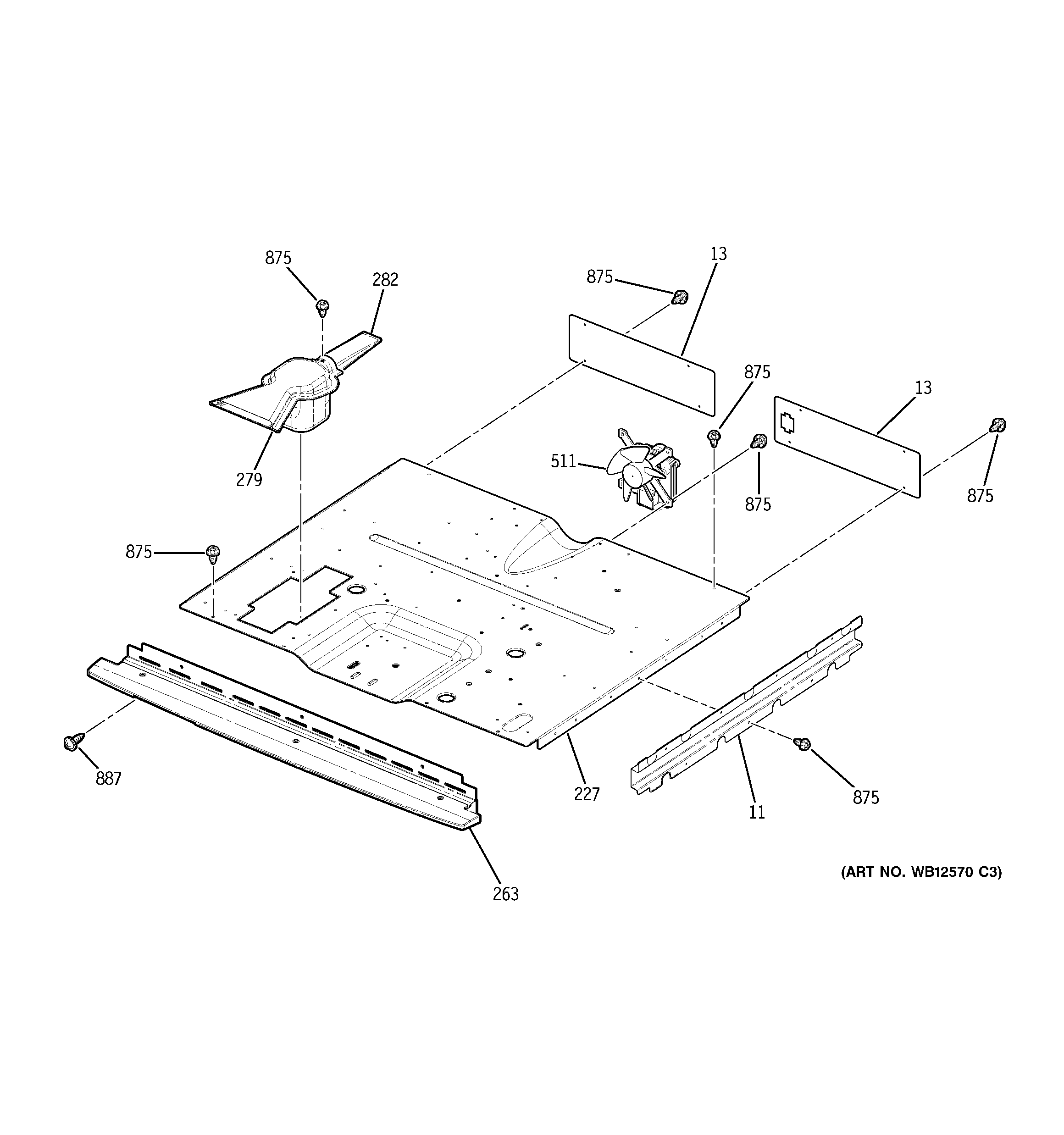 GE JKP28BF2BB center spacer diagram