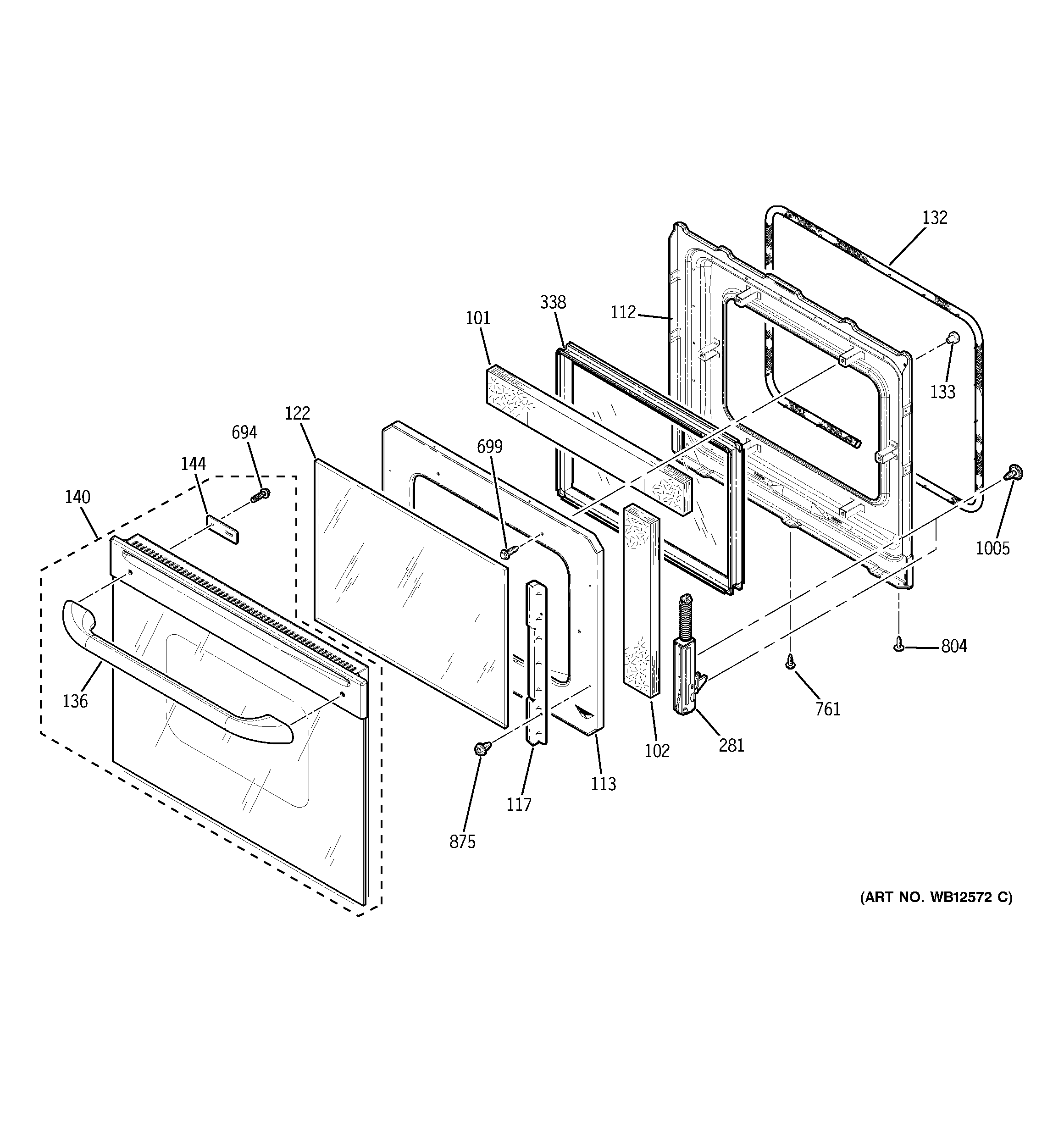 GE JKP28BF2BB upper door diagram