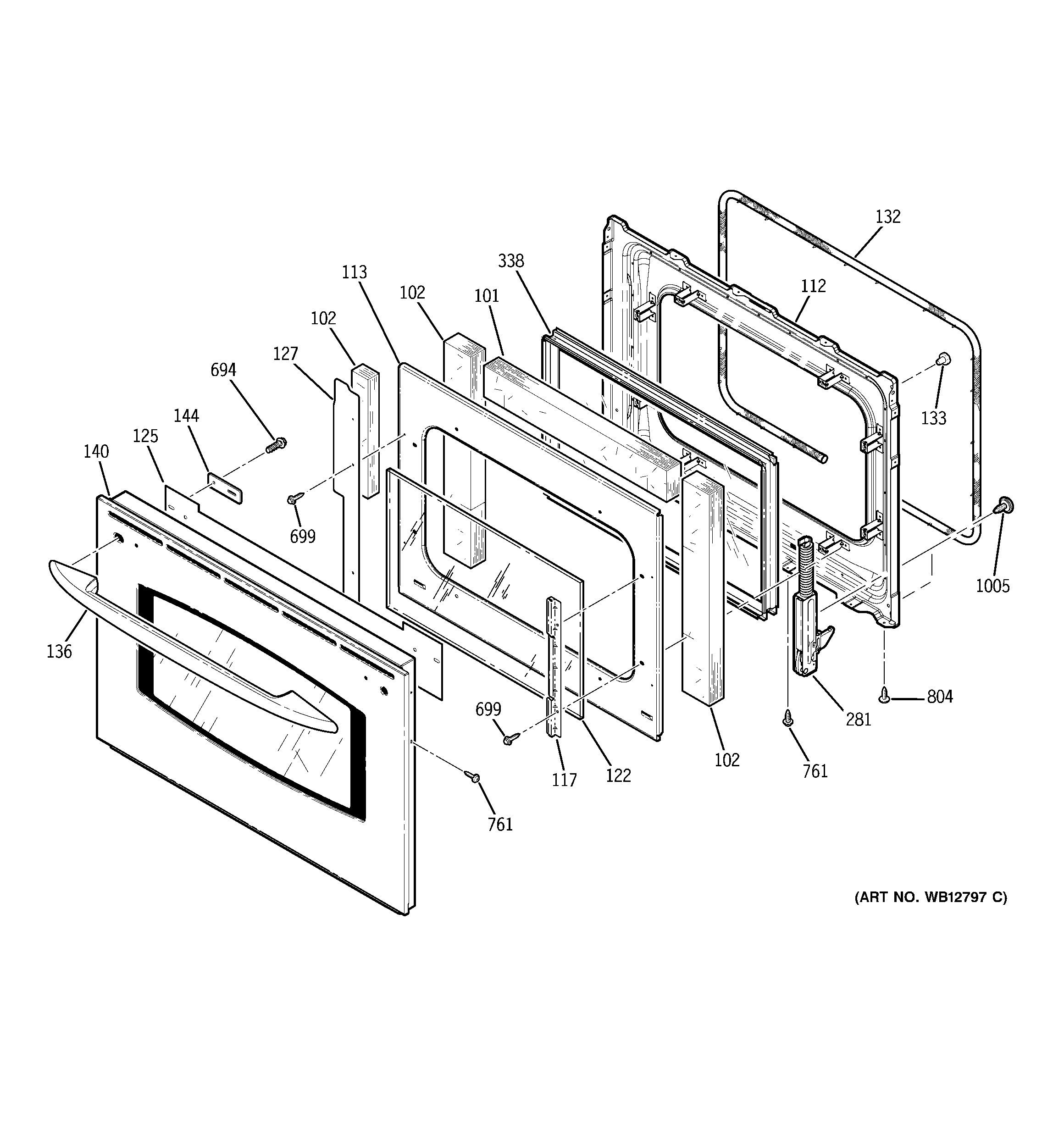 GE JT952SF3SS door diagram