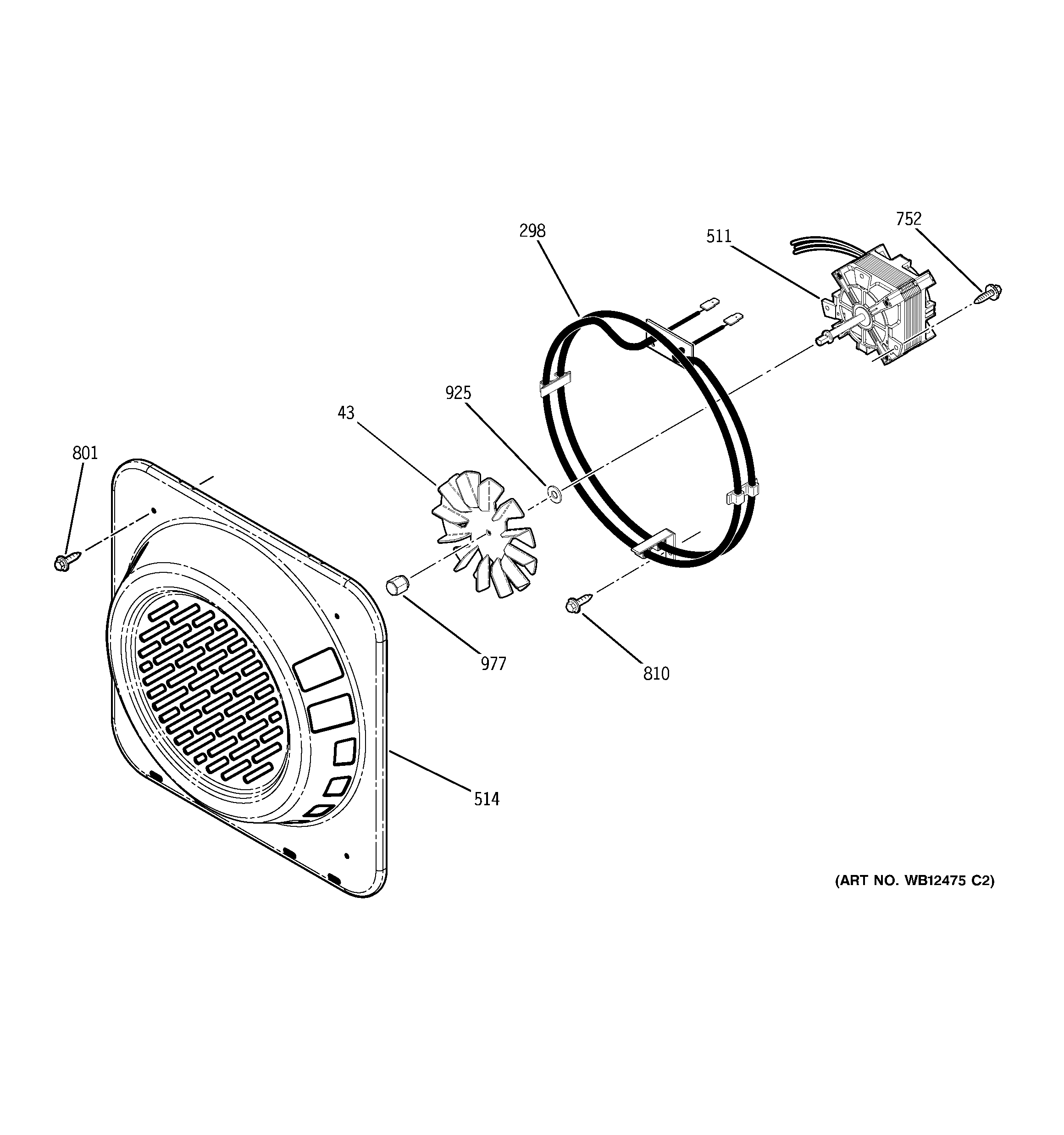 GE JT952SF3SS convection fan diagram