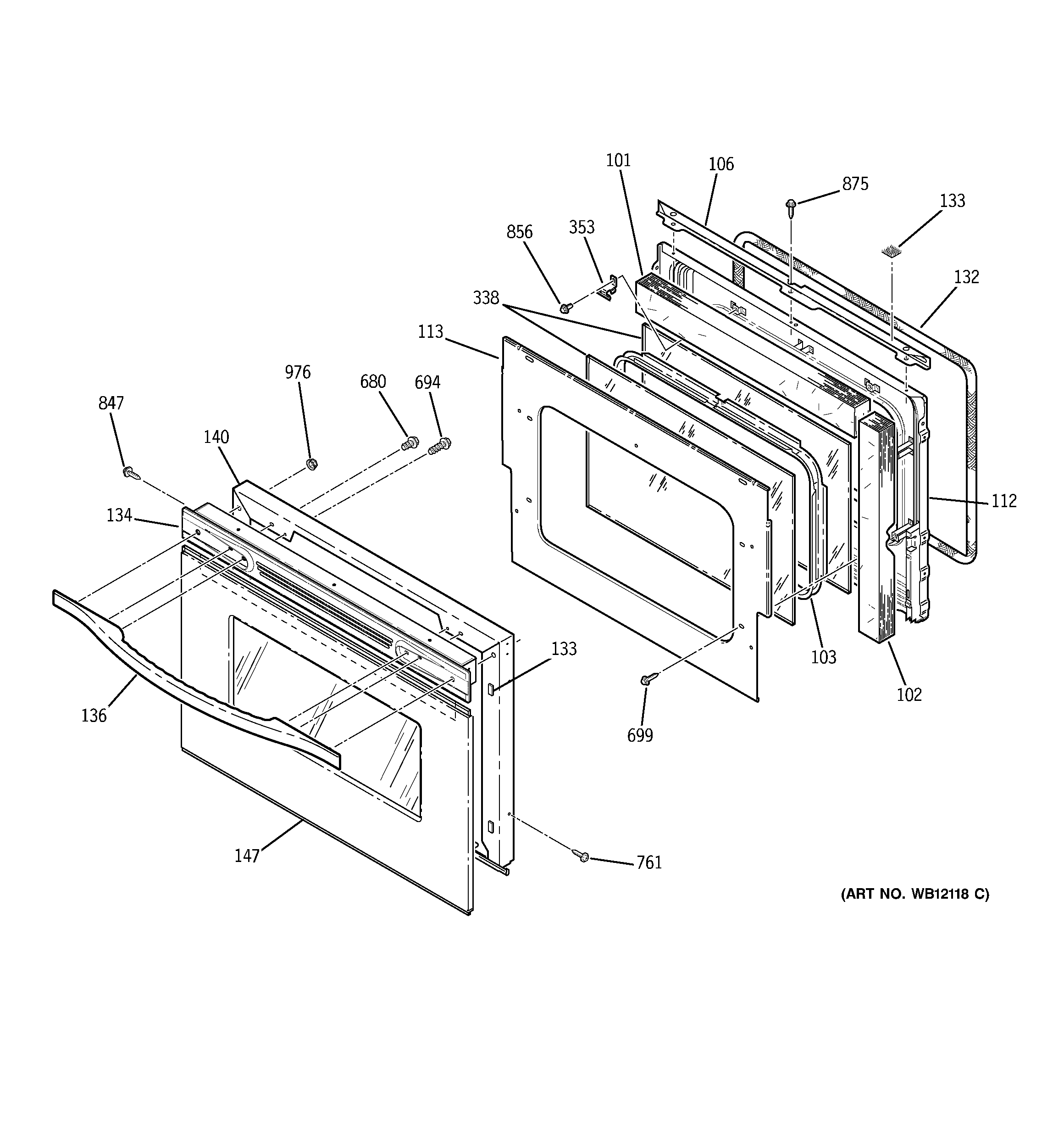 GE JTP56SD1SS door diagram
