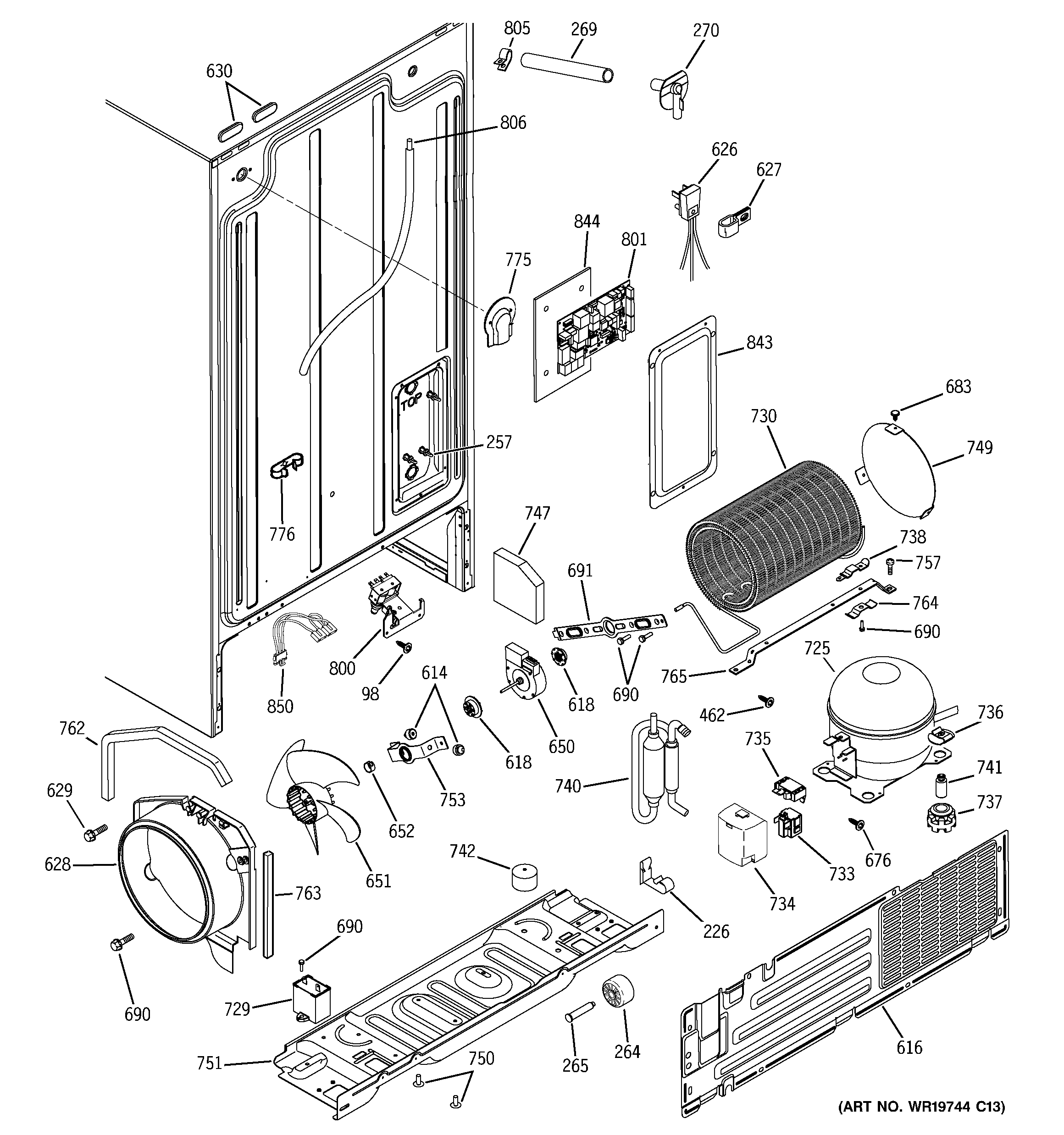 GE ESH25XGREWW sealed system & mother board diagram