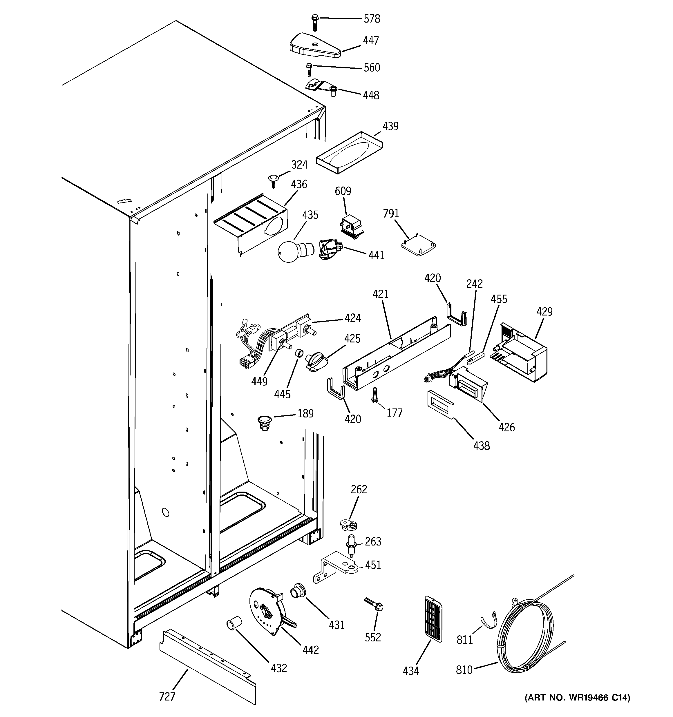 GE GSA22KEPHFBB fresh food section diagram