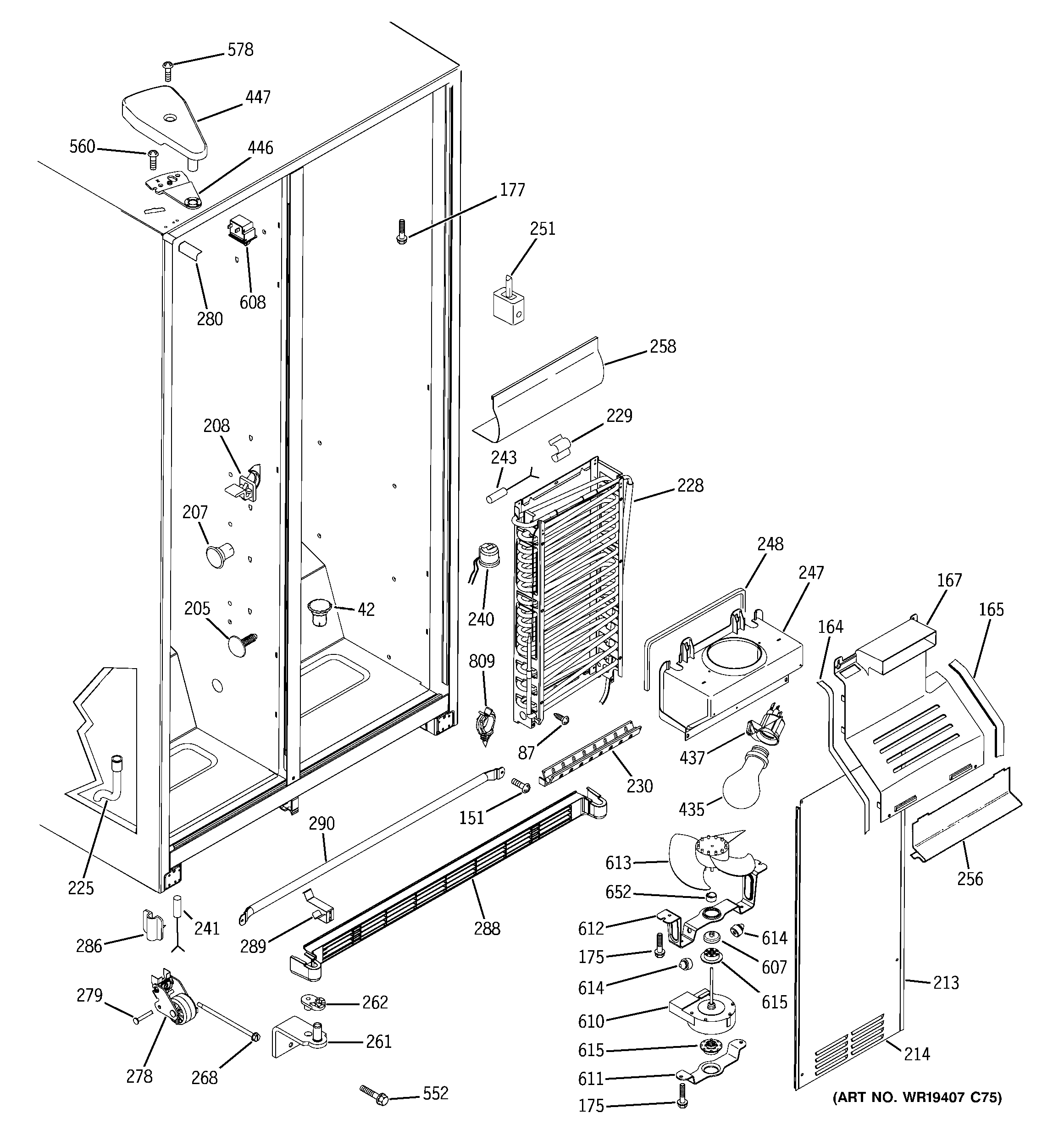 GE GSG20IEPHFWW freezer section diagram
