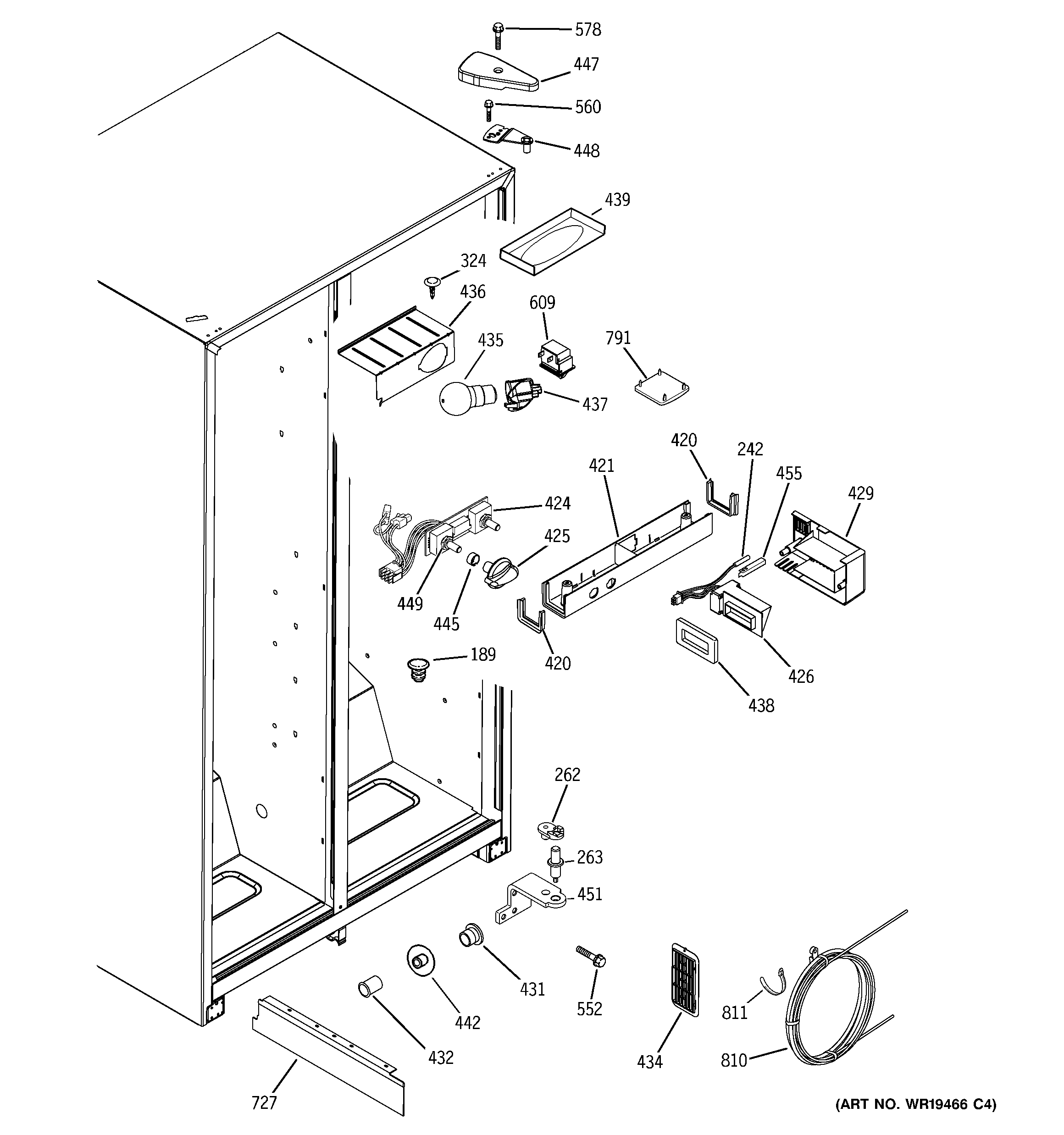 GE GSG22KEPHFWW fresh food section diagram