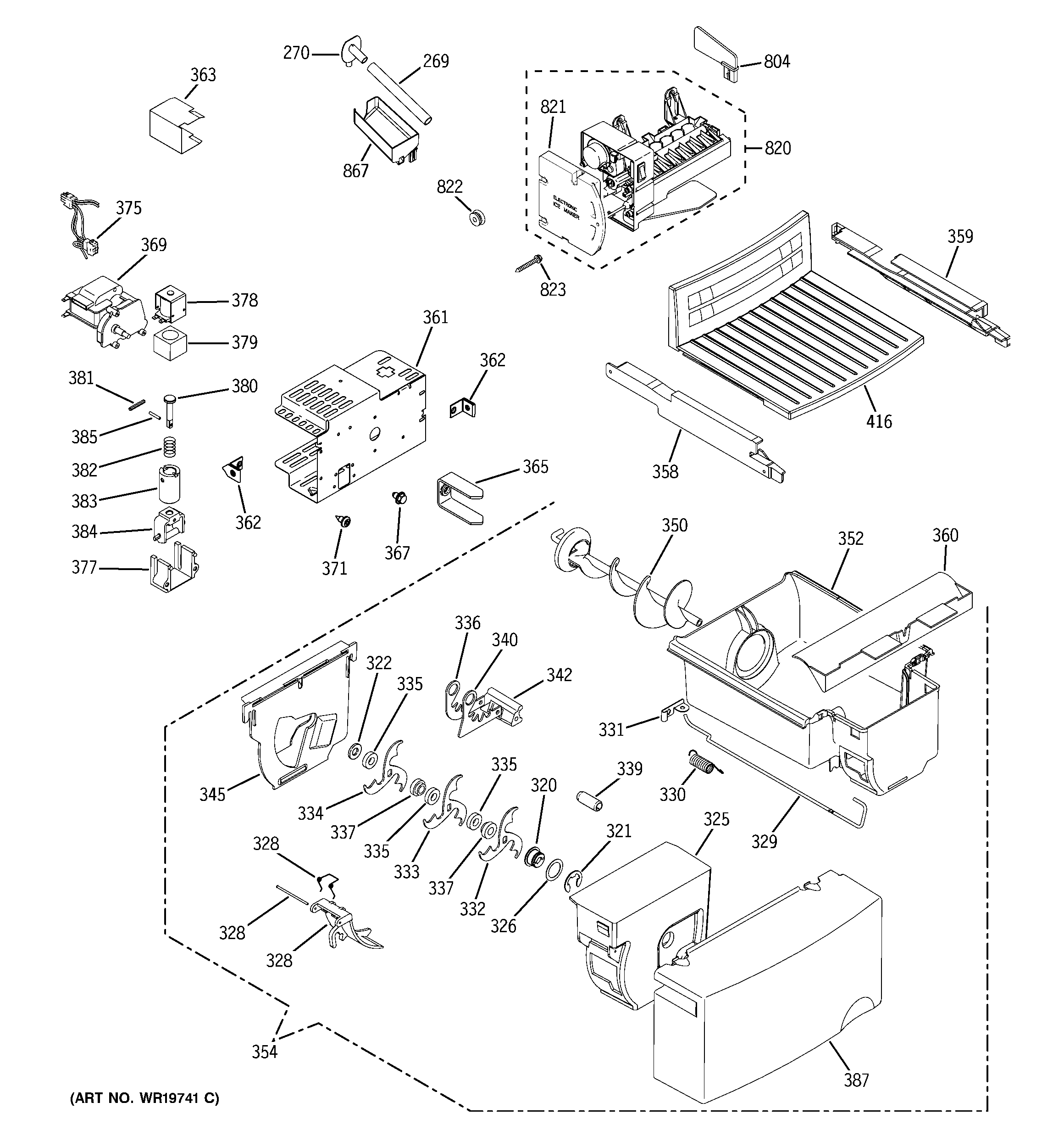GE GSH22JFPHWW ice maker & dispenser diagram