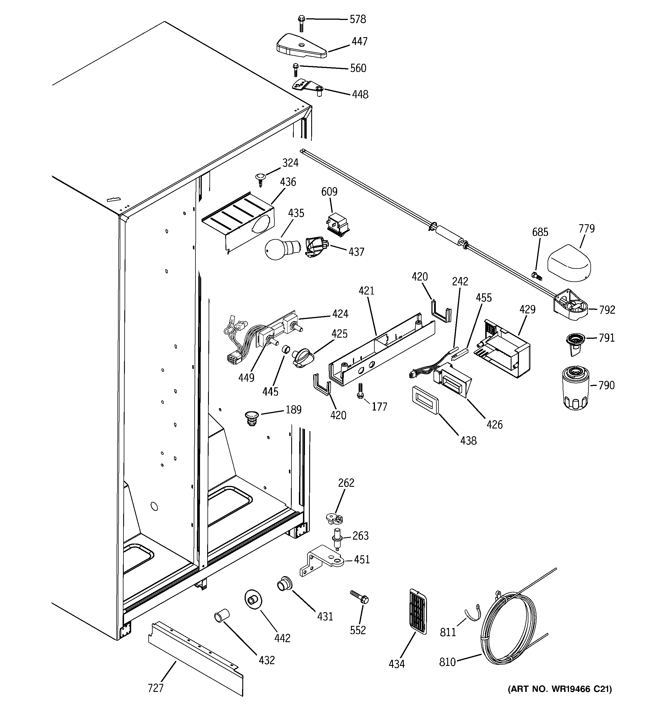 GE GSH25IGREWW fresh food section diagram