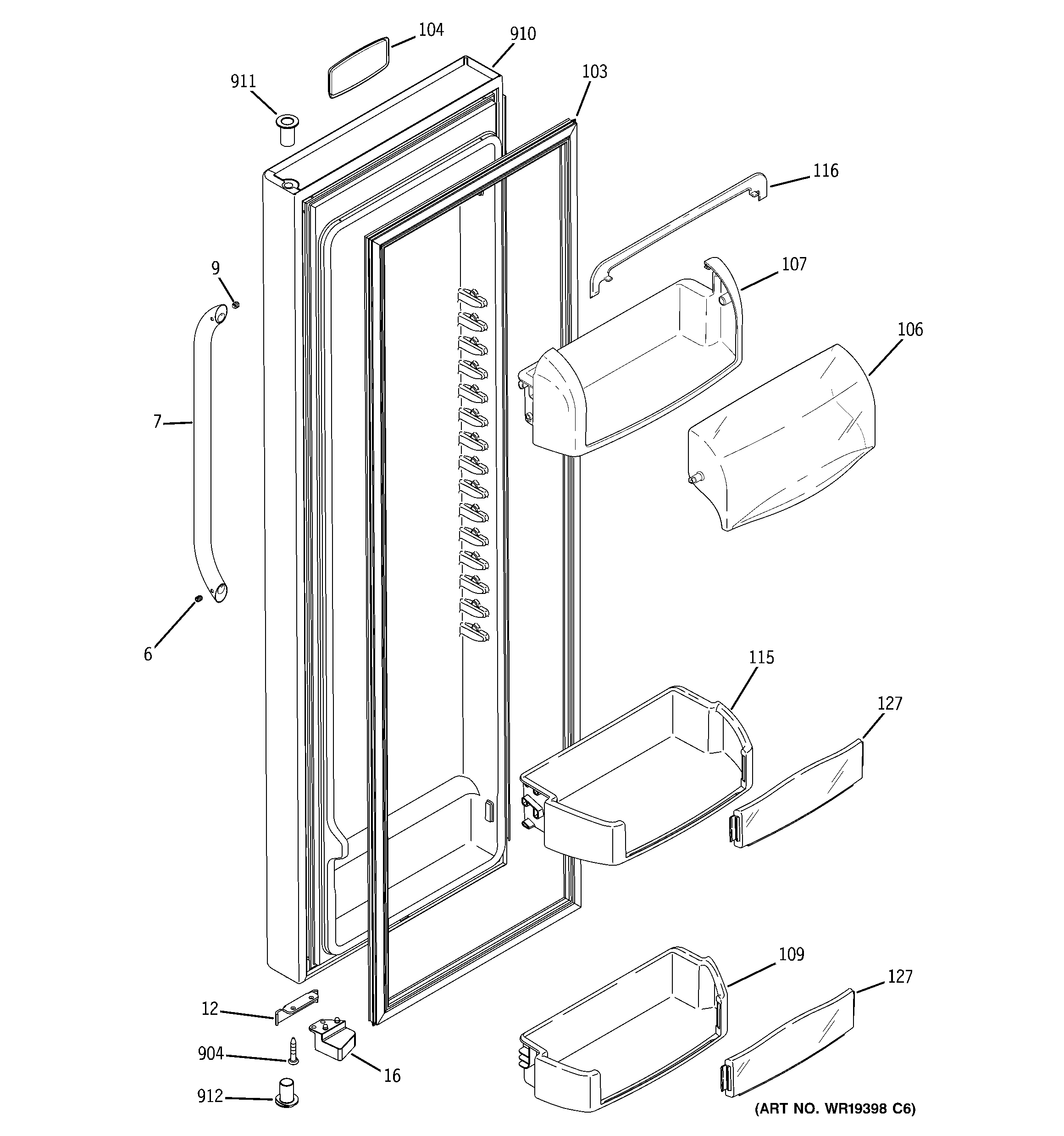 GE ESS25LSRCSS fresh food door diagram