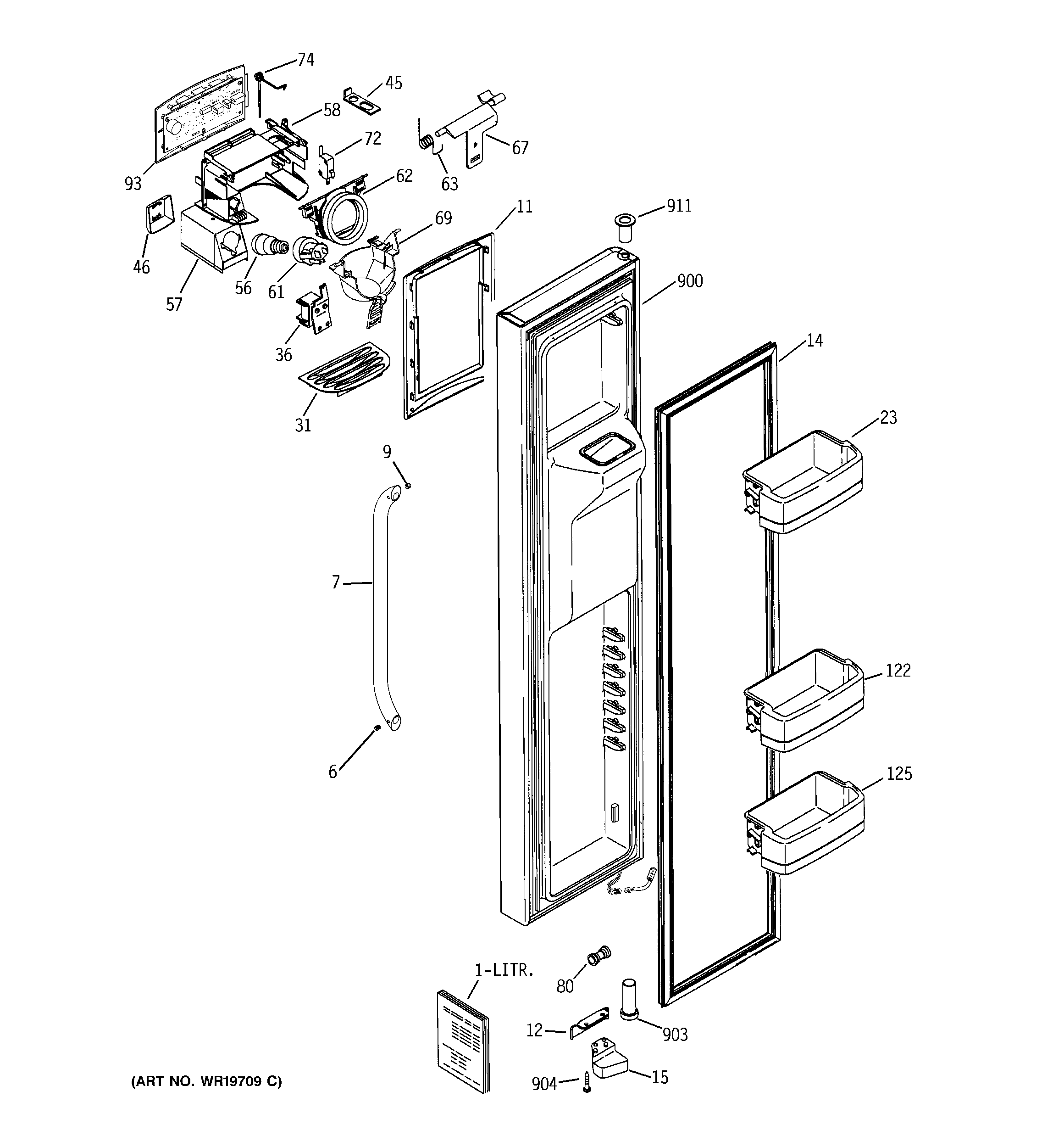 GE GCG21YESAFSS freezer door diagram