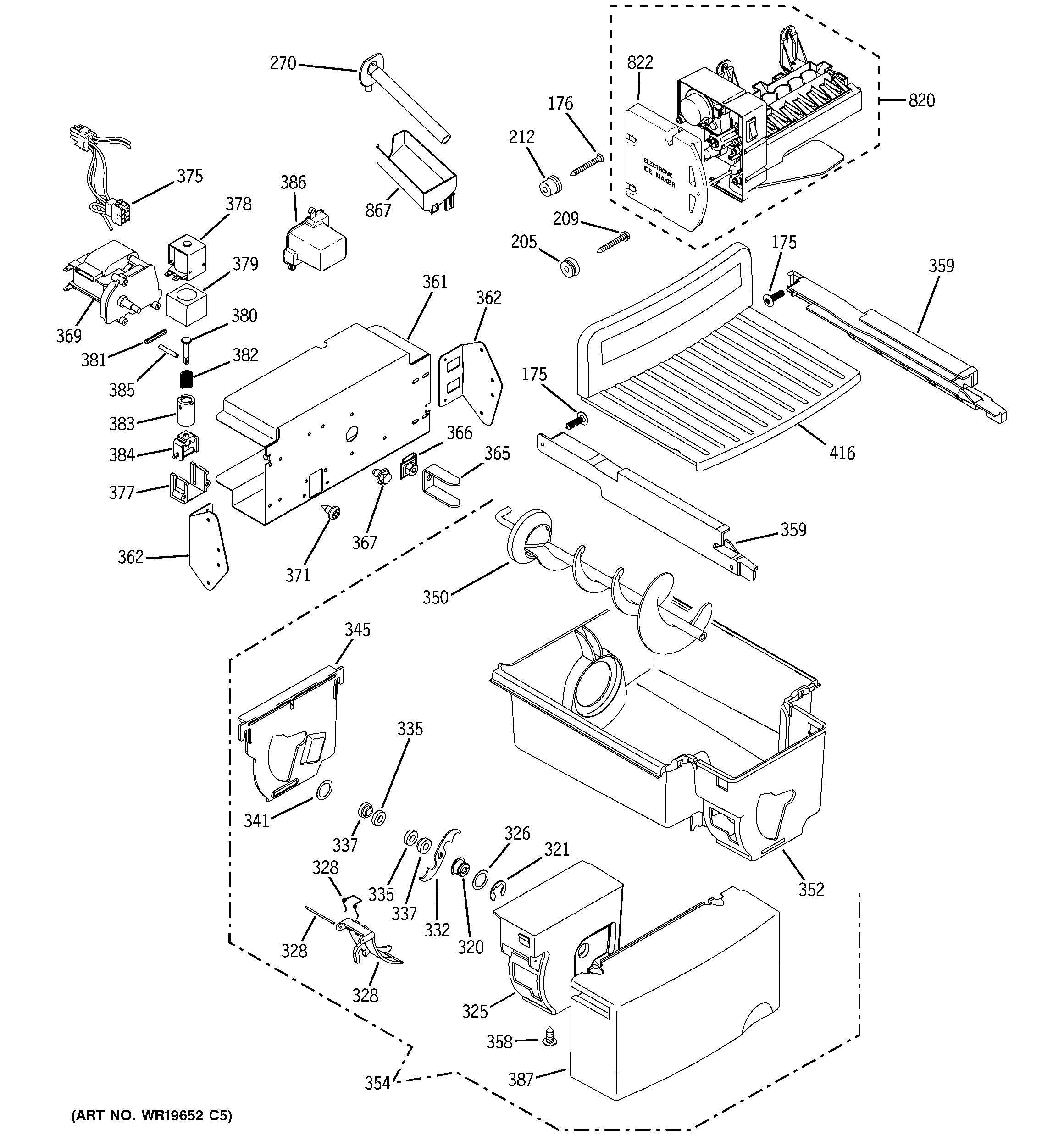 GE GCG21YESAFSS ice maker & dispenser diagram