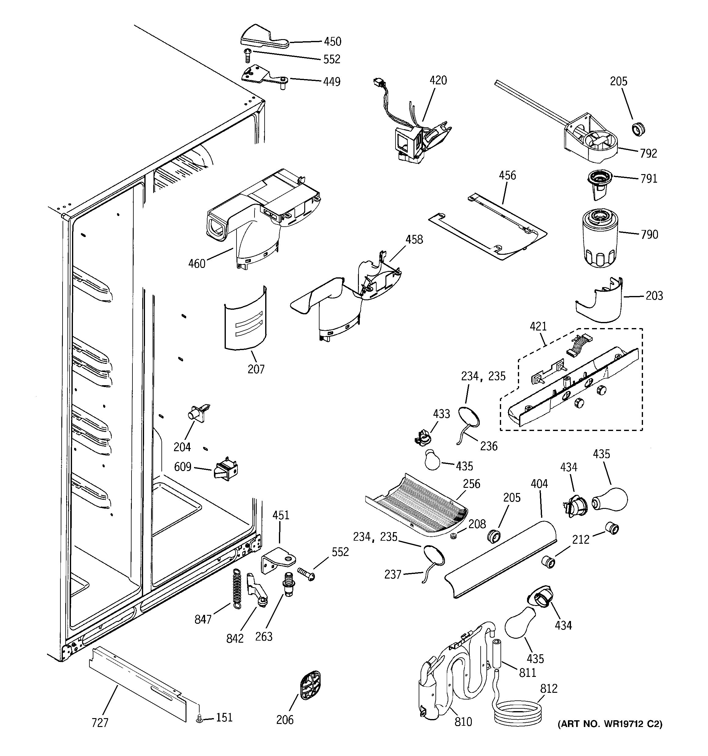 GE GCR23UDPCWW fresh food section diagram