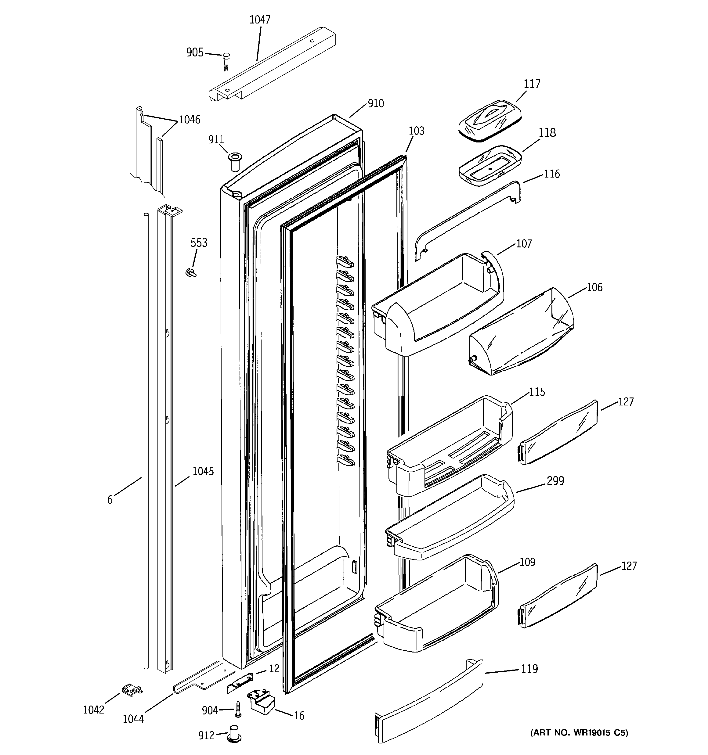 GE GIG21IESAFBB fresh food door diagram