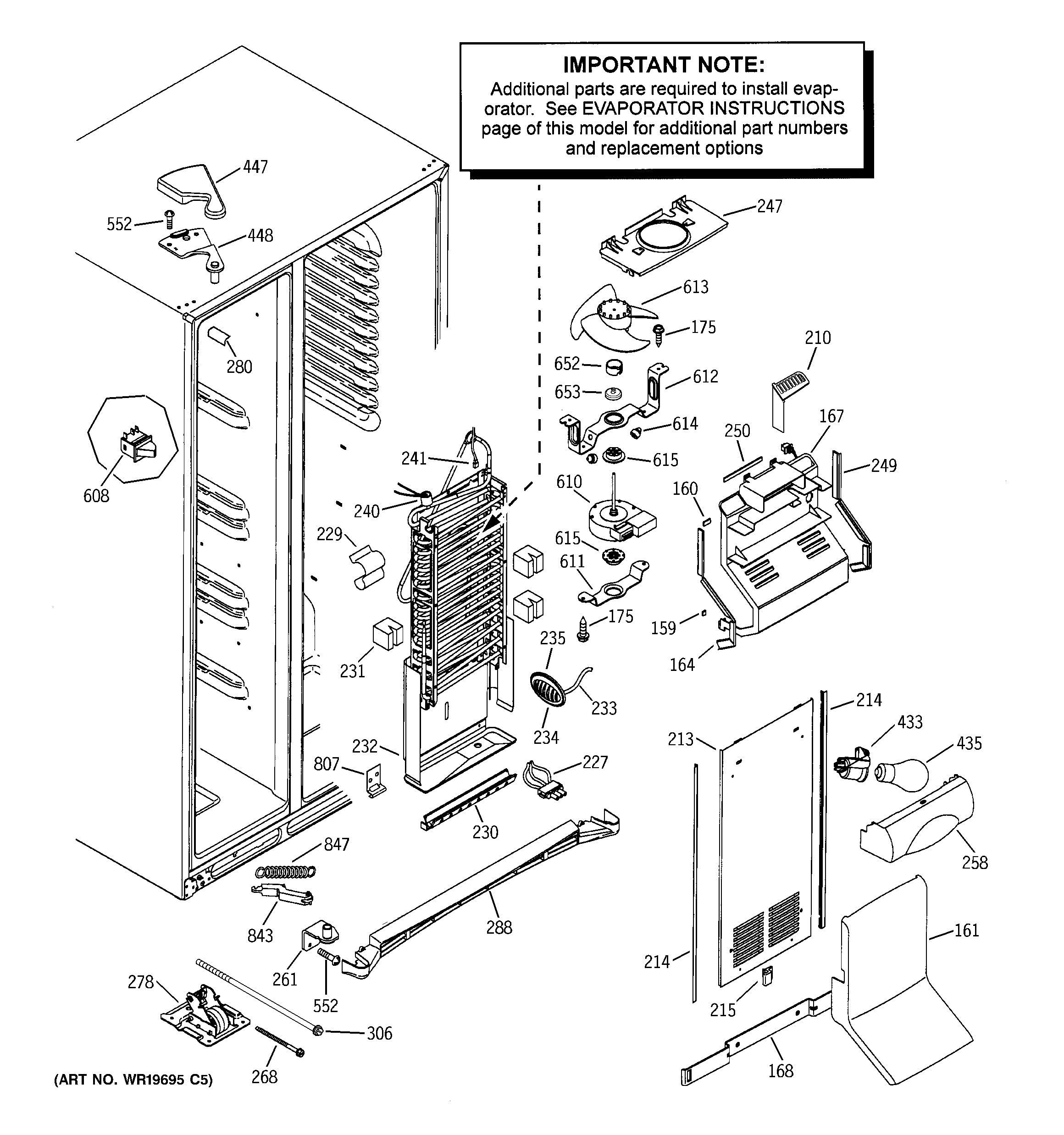 GE PCG23MISAFWW freezer section diagram