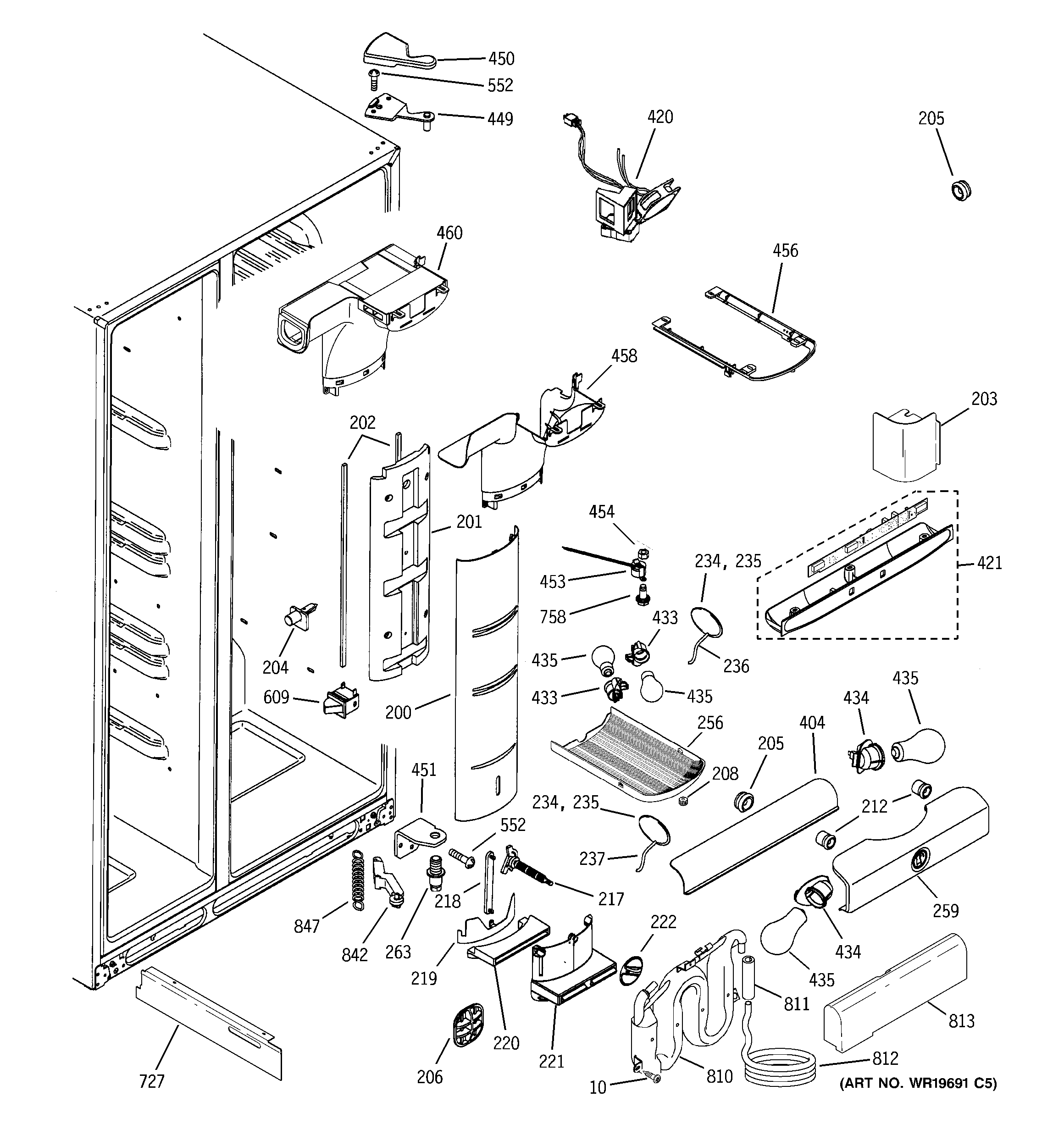 GE PCG23MISAFWW fresh food section diagram