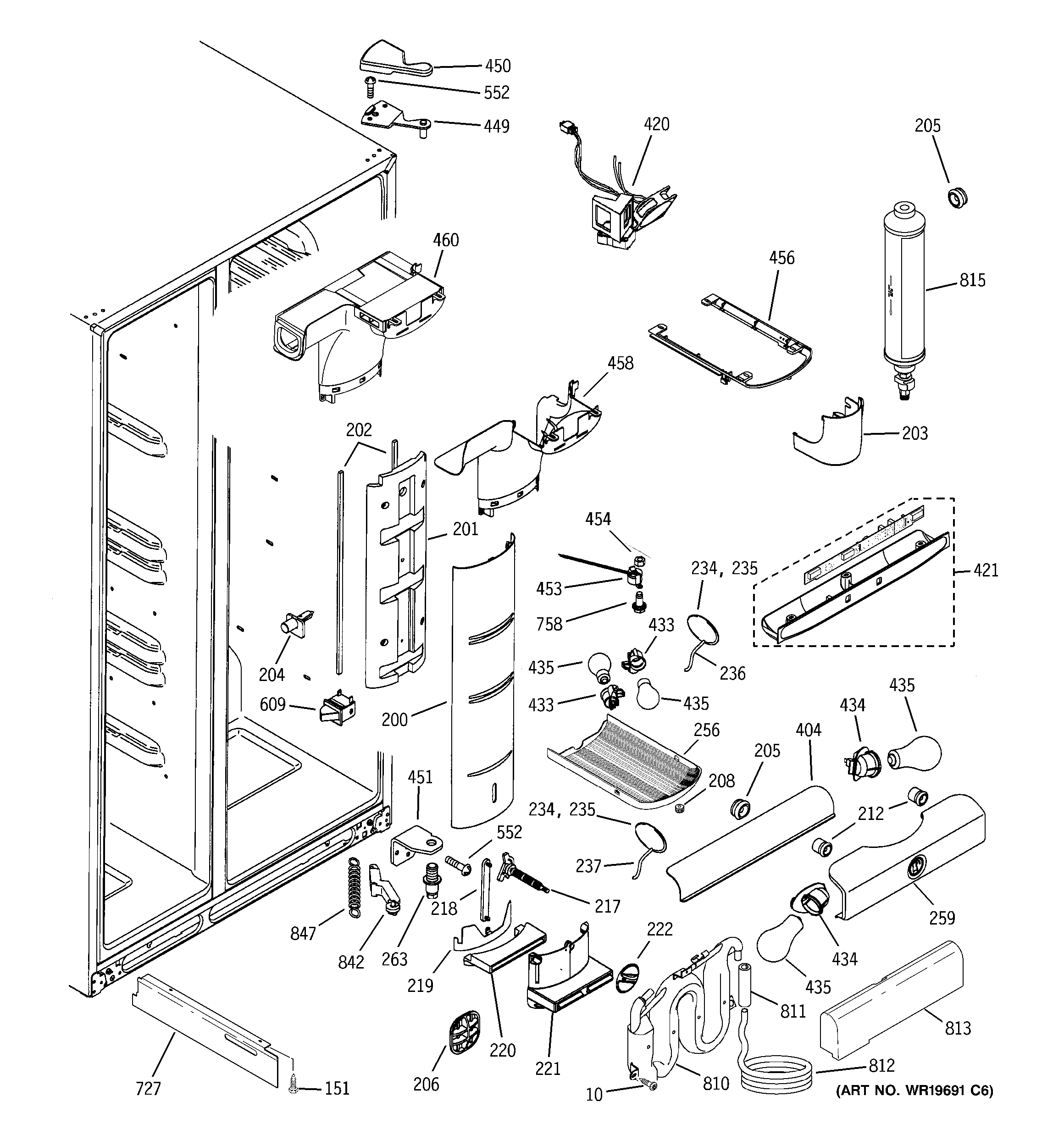 GE MCG23MISAFBB fresh food section diagram