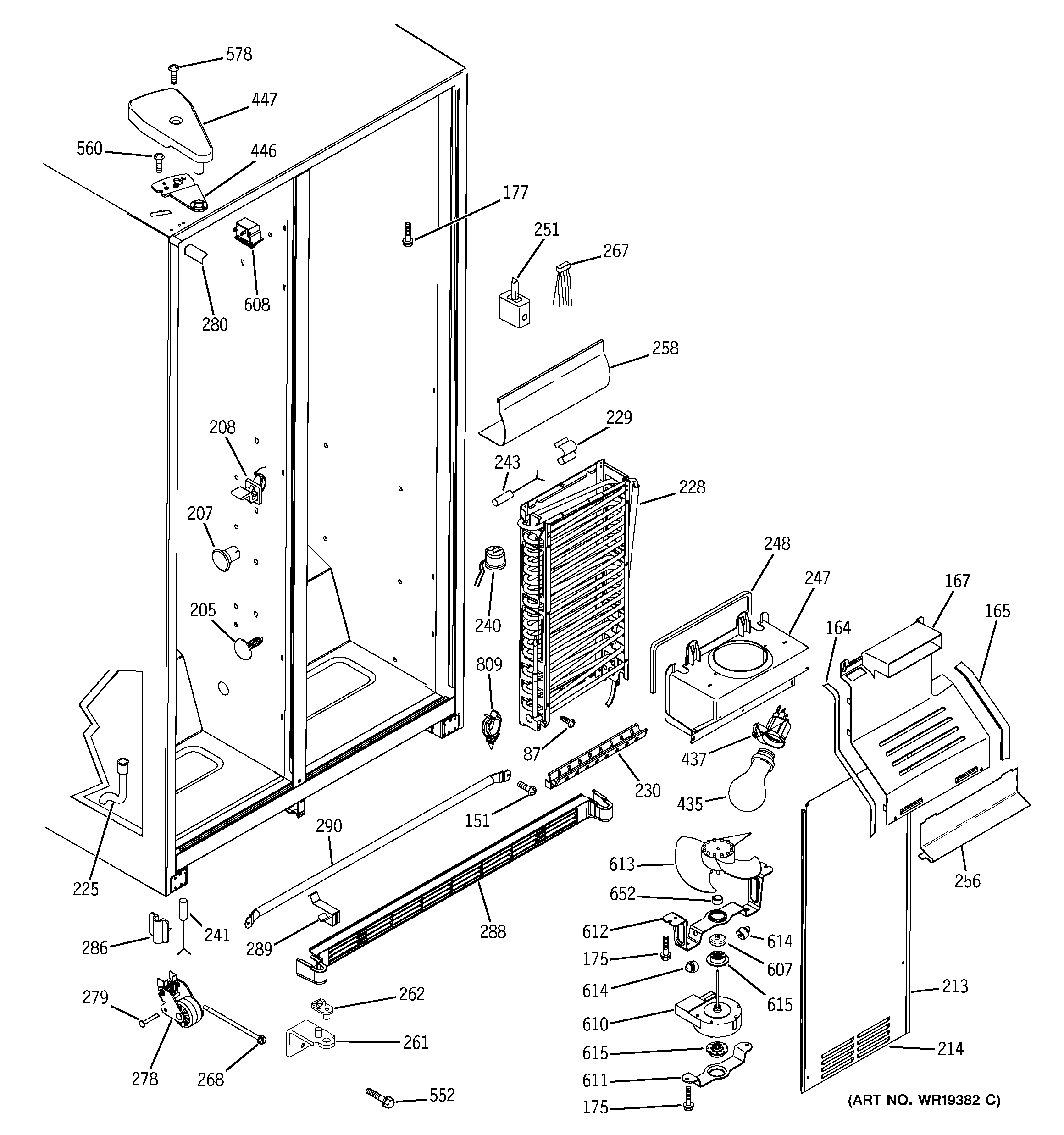 GE GSS22VFPHCC freezer section diagram