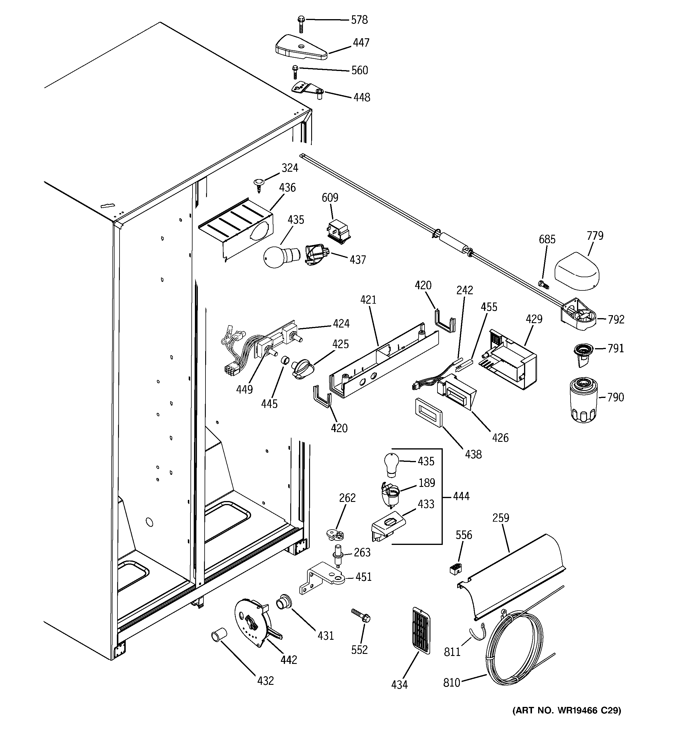 GE GSS25JSRESS fresh food section diagram